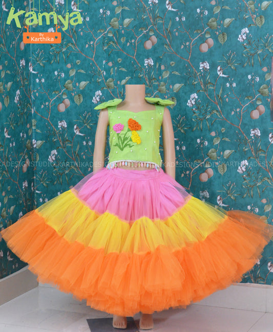 Multicolour Crop top skirt