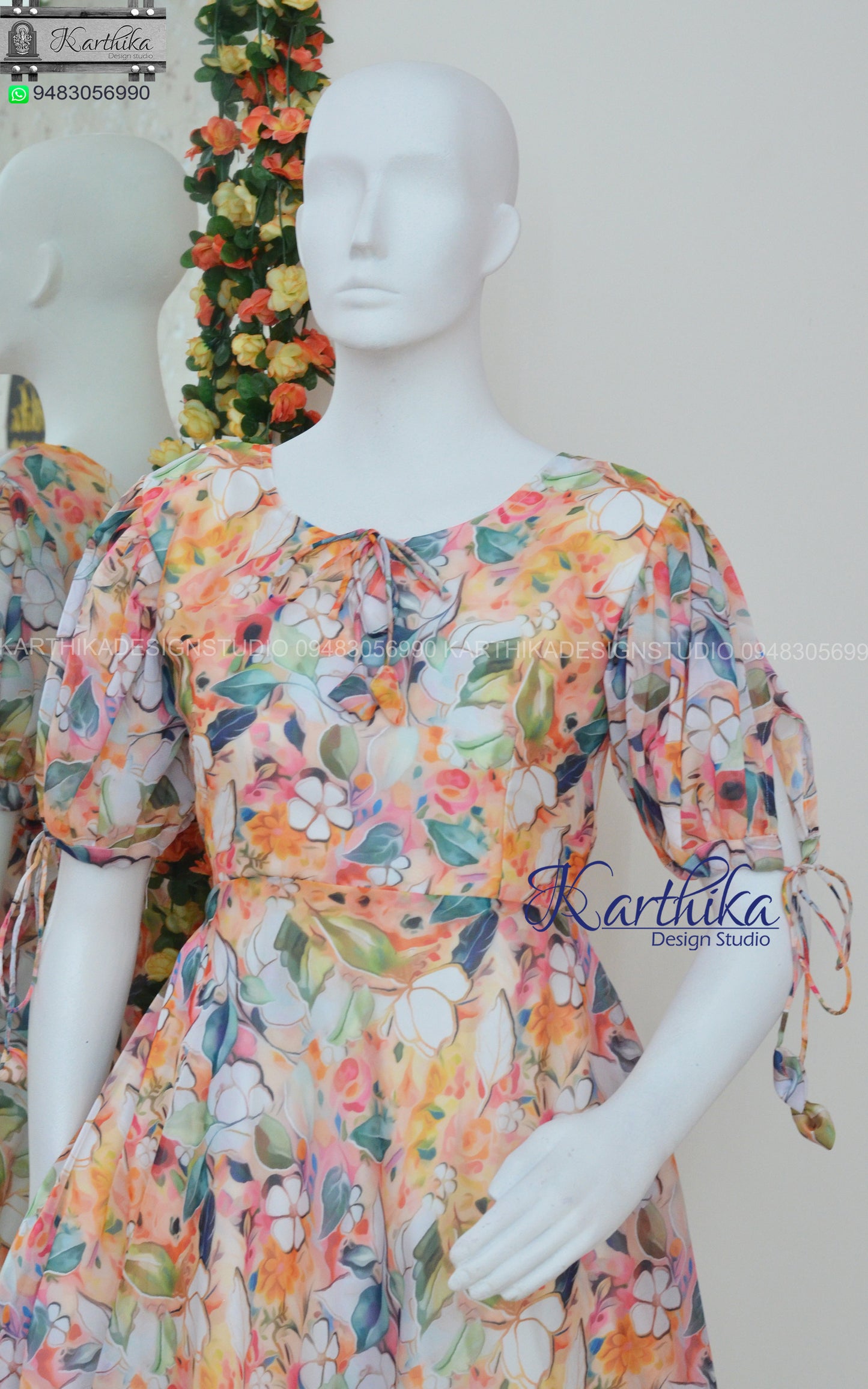 Multicolor floral georgette frock