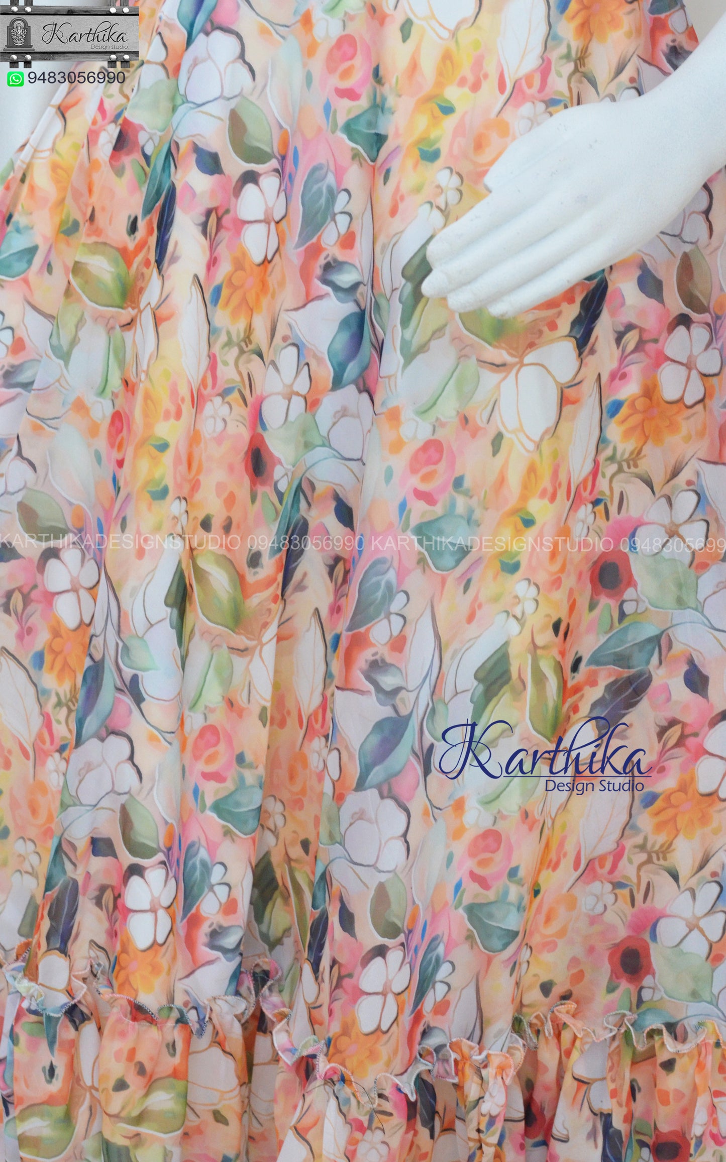 Multicolor floral georgette frock