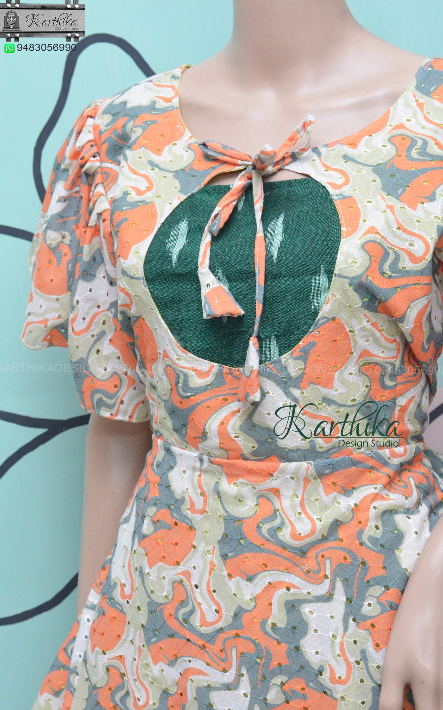 Multicolour hakoba cotton frock..