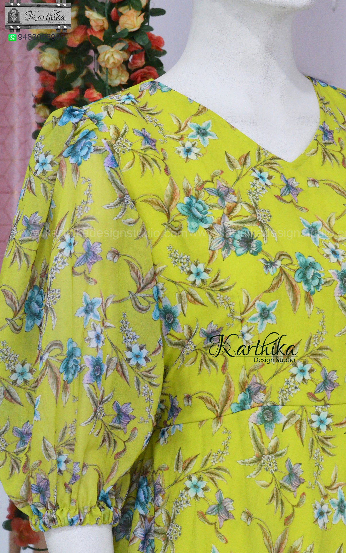 Neon Floral georgette frock