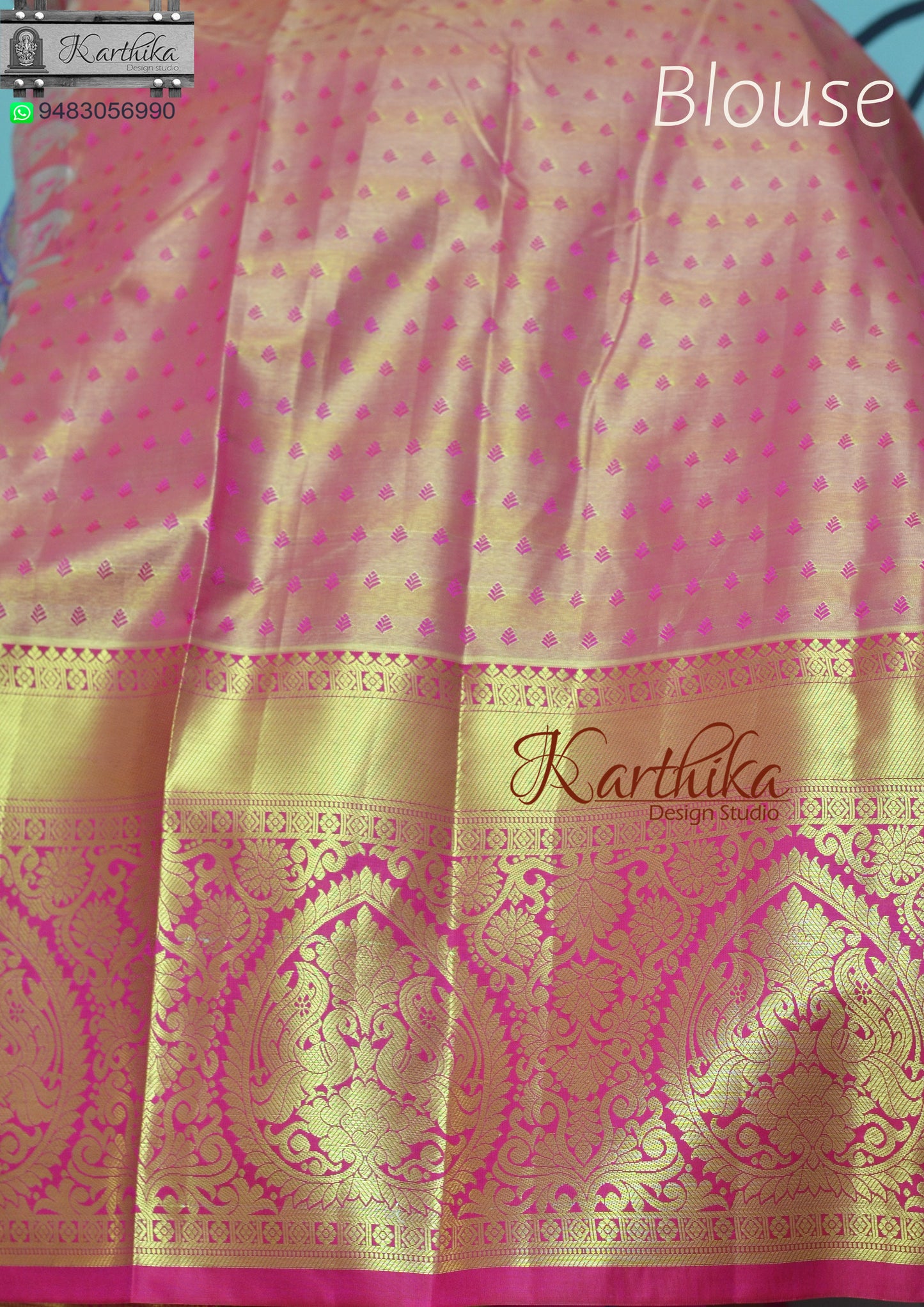 Kanchi soft silk saree-blue pink