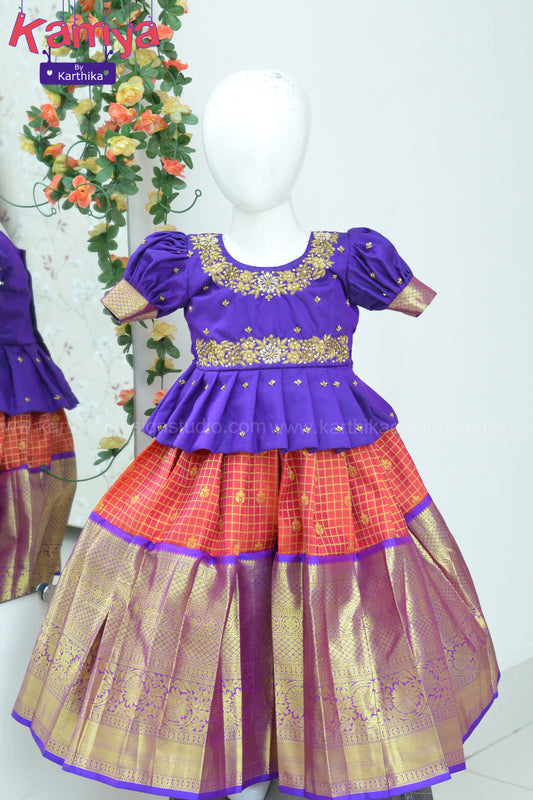 Kanchi soft silk lehenga with embroidered blouse
