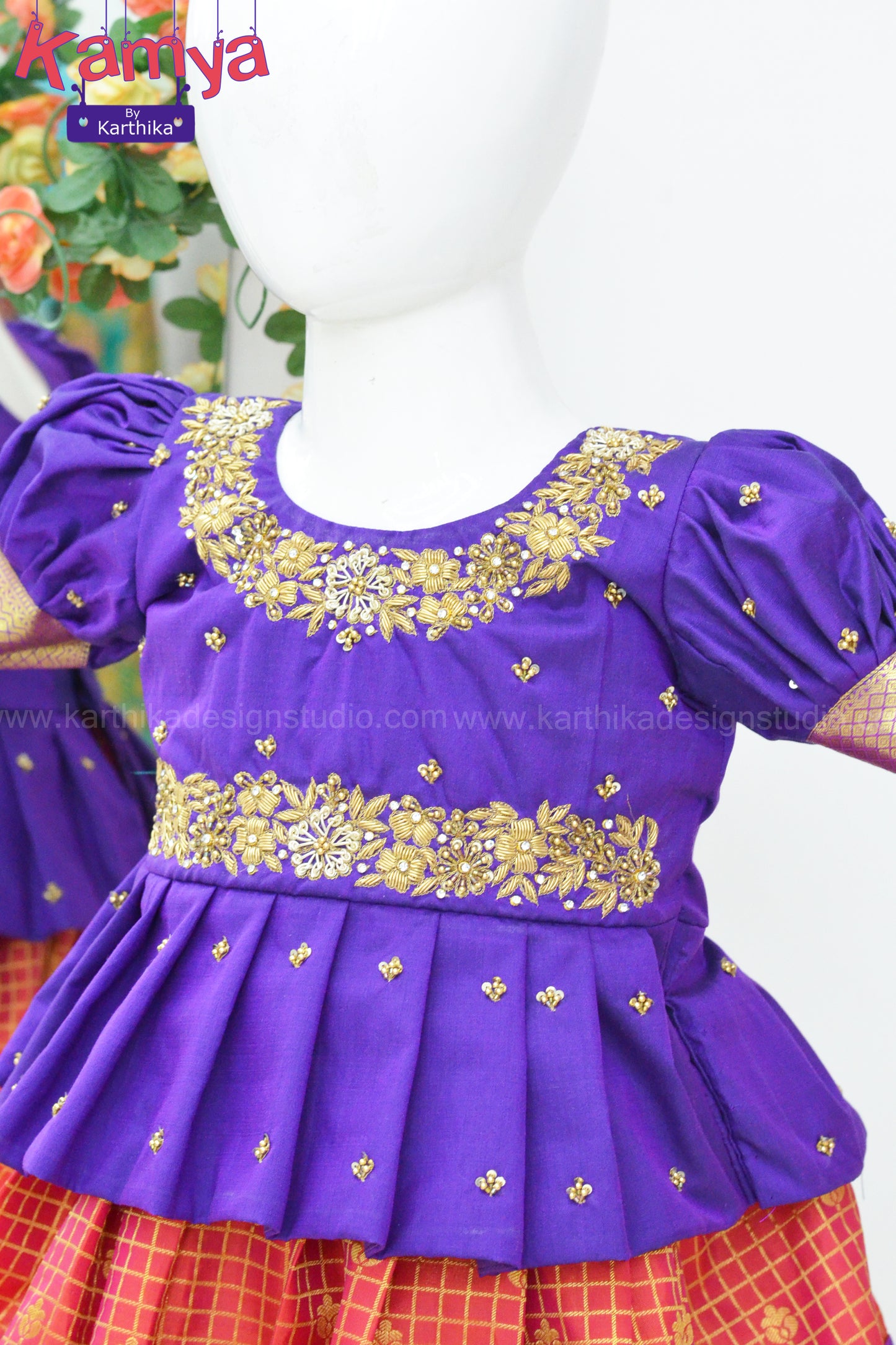 Kanchi soft silk lehenga with embroidered blouse