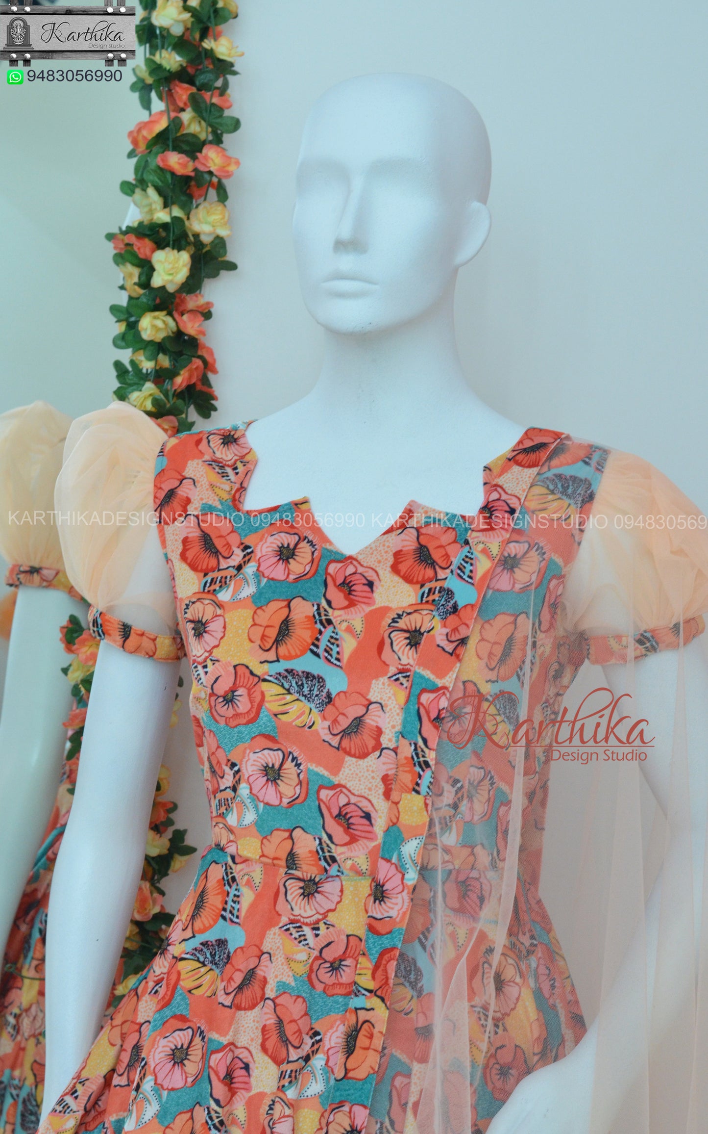 Floral velvet chudidhar