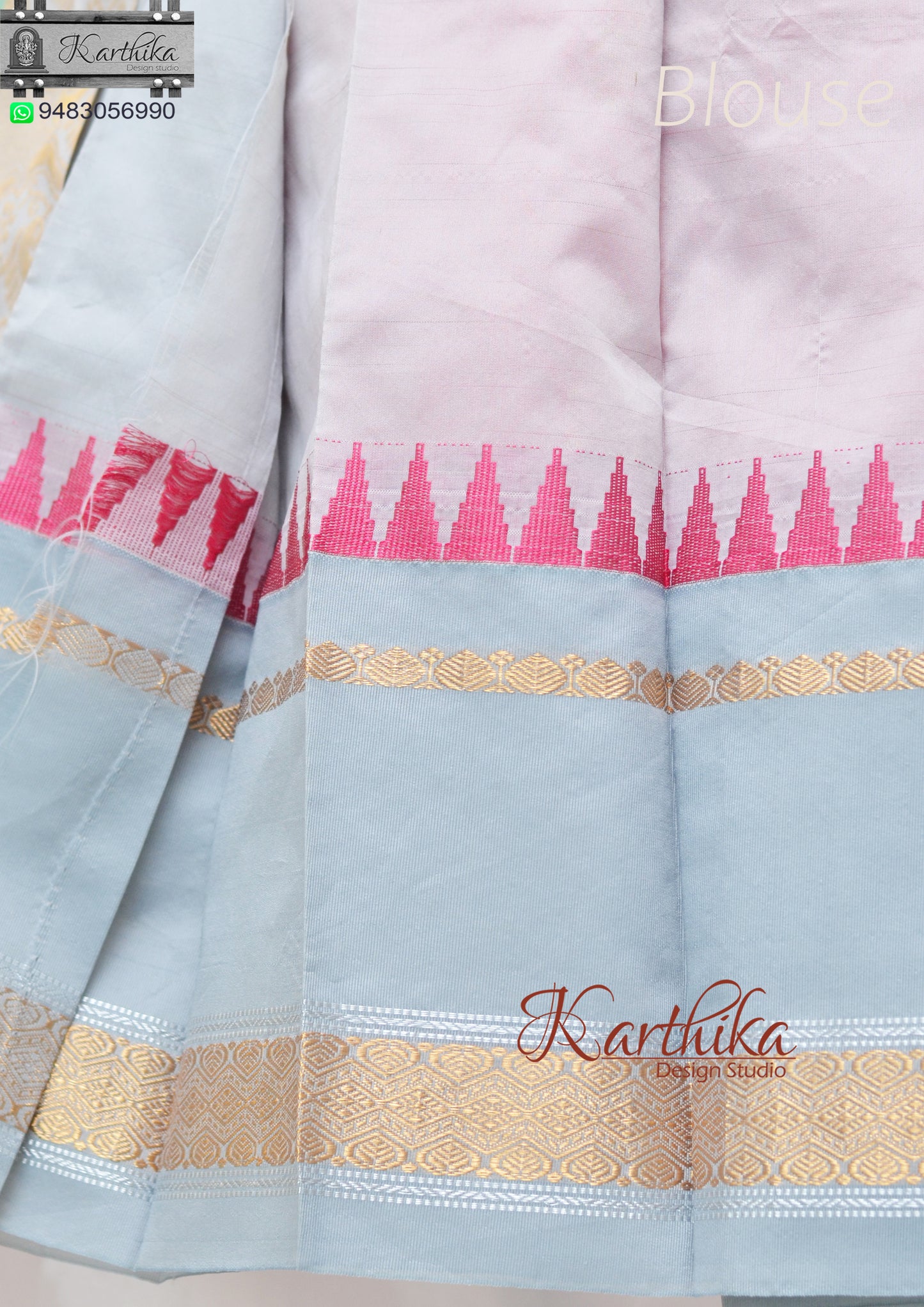 Kuppadam cotton saree with zari border-Peach