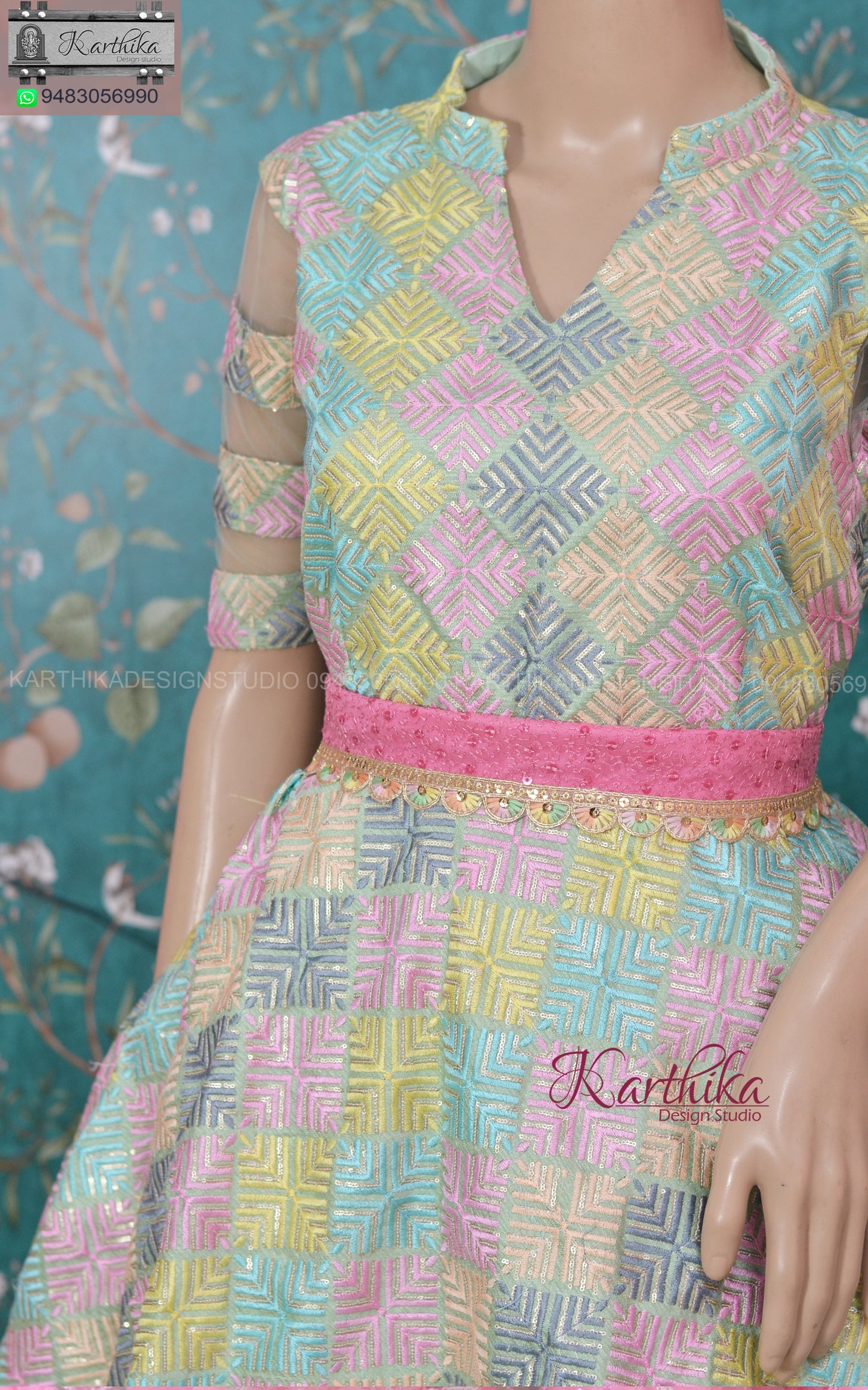 Peplum frock with tulip pants..