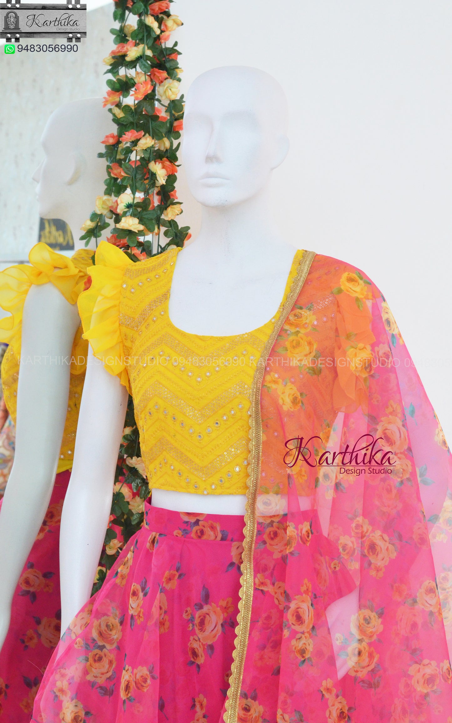 Floral organza lehenga..