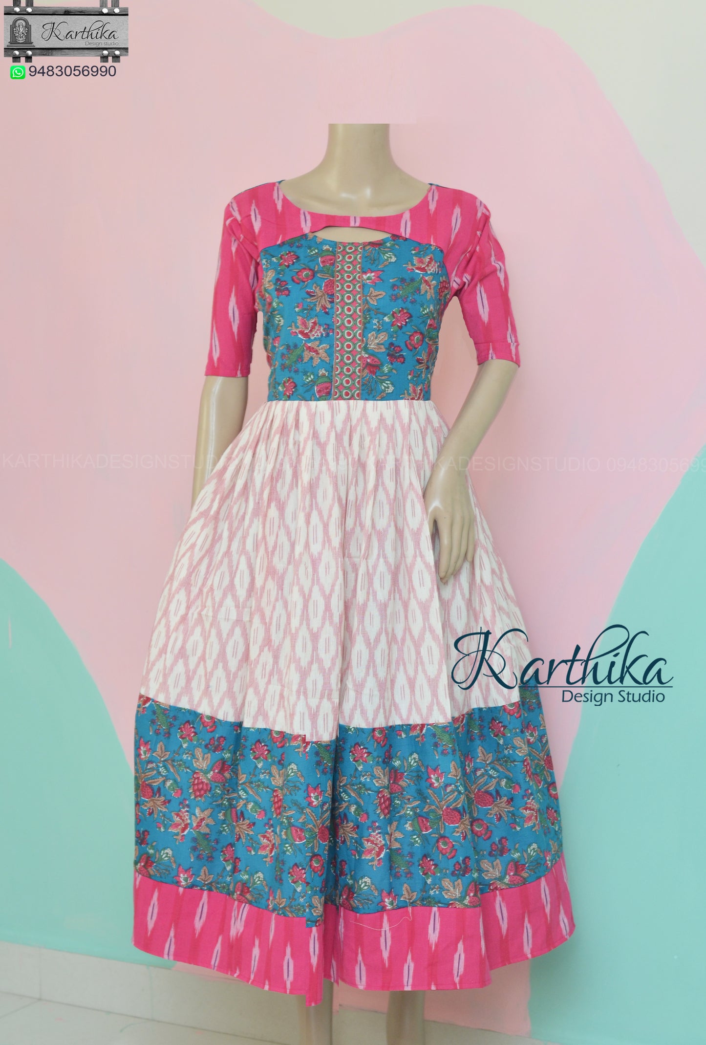 Printed cotton/Ikkat cotton kurthi..