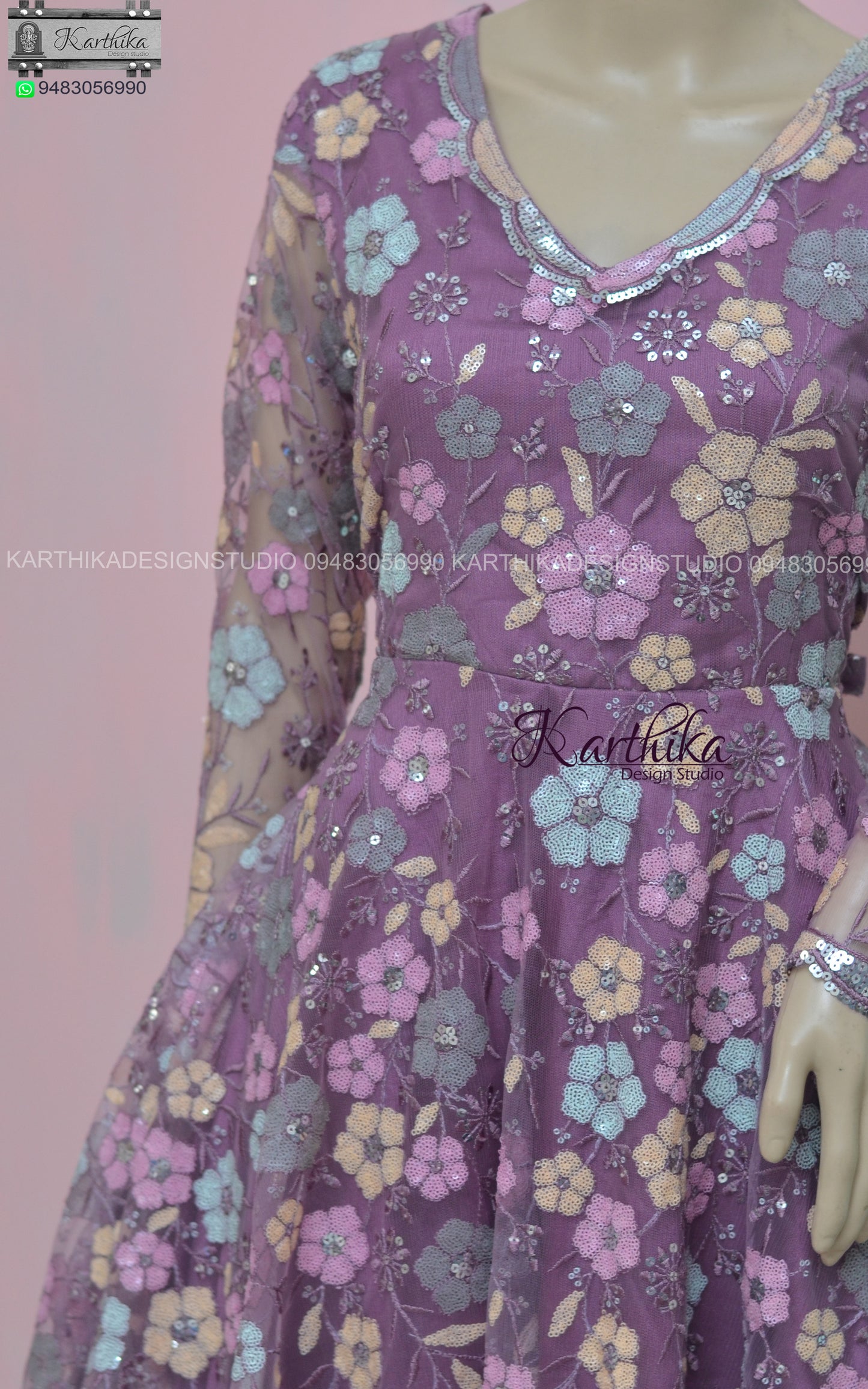 Premium embroidered net frock
