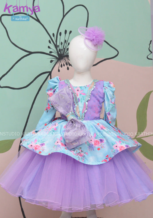 Printed velvet birthday frock