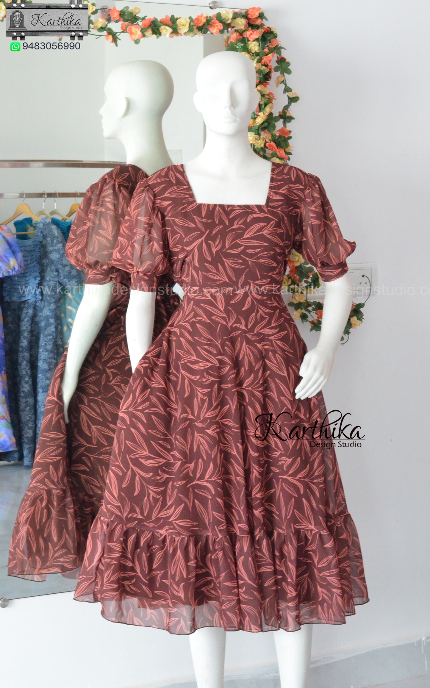 Brown georgette frock