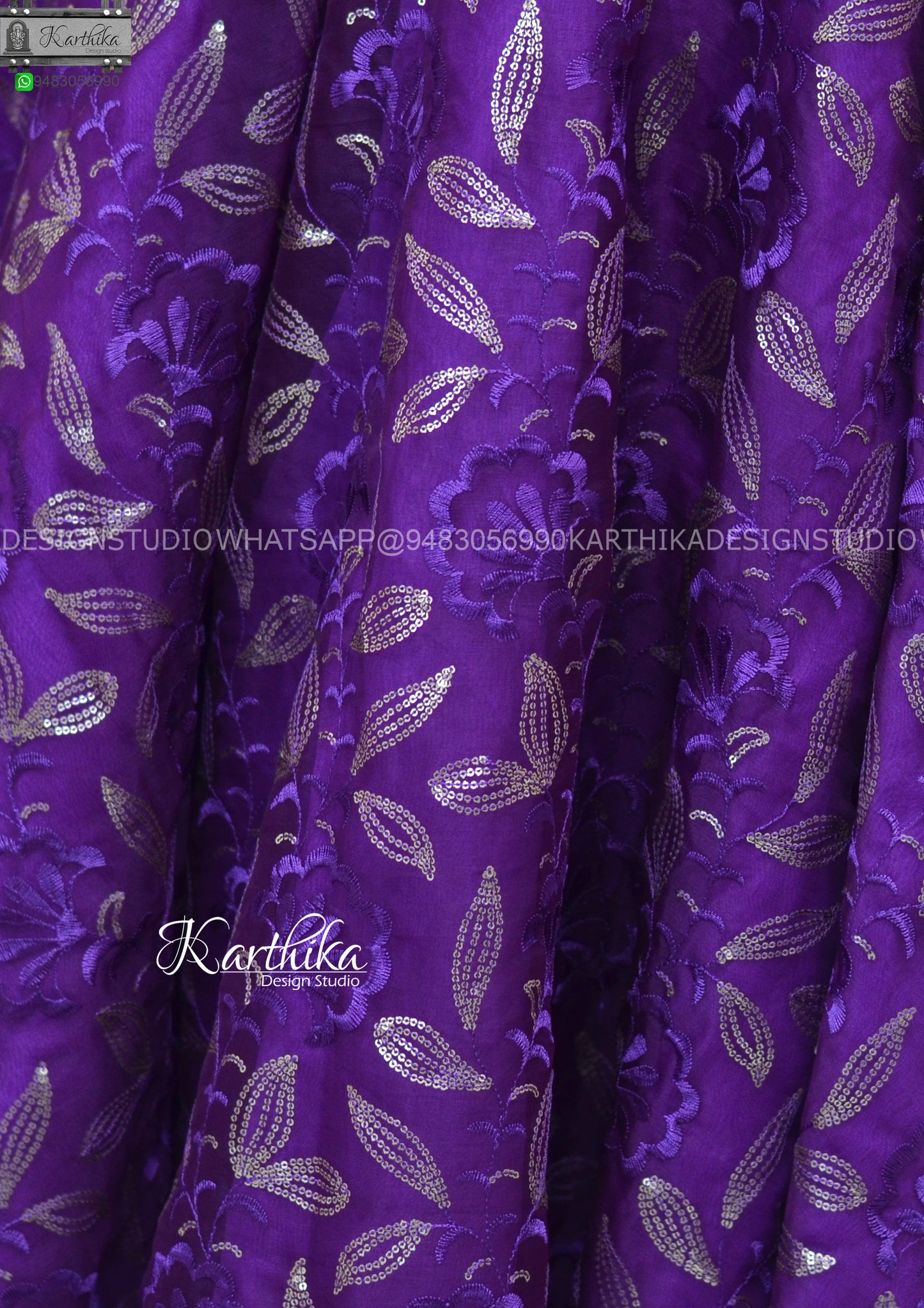 Purple embroidered organza frock