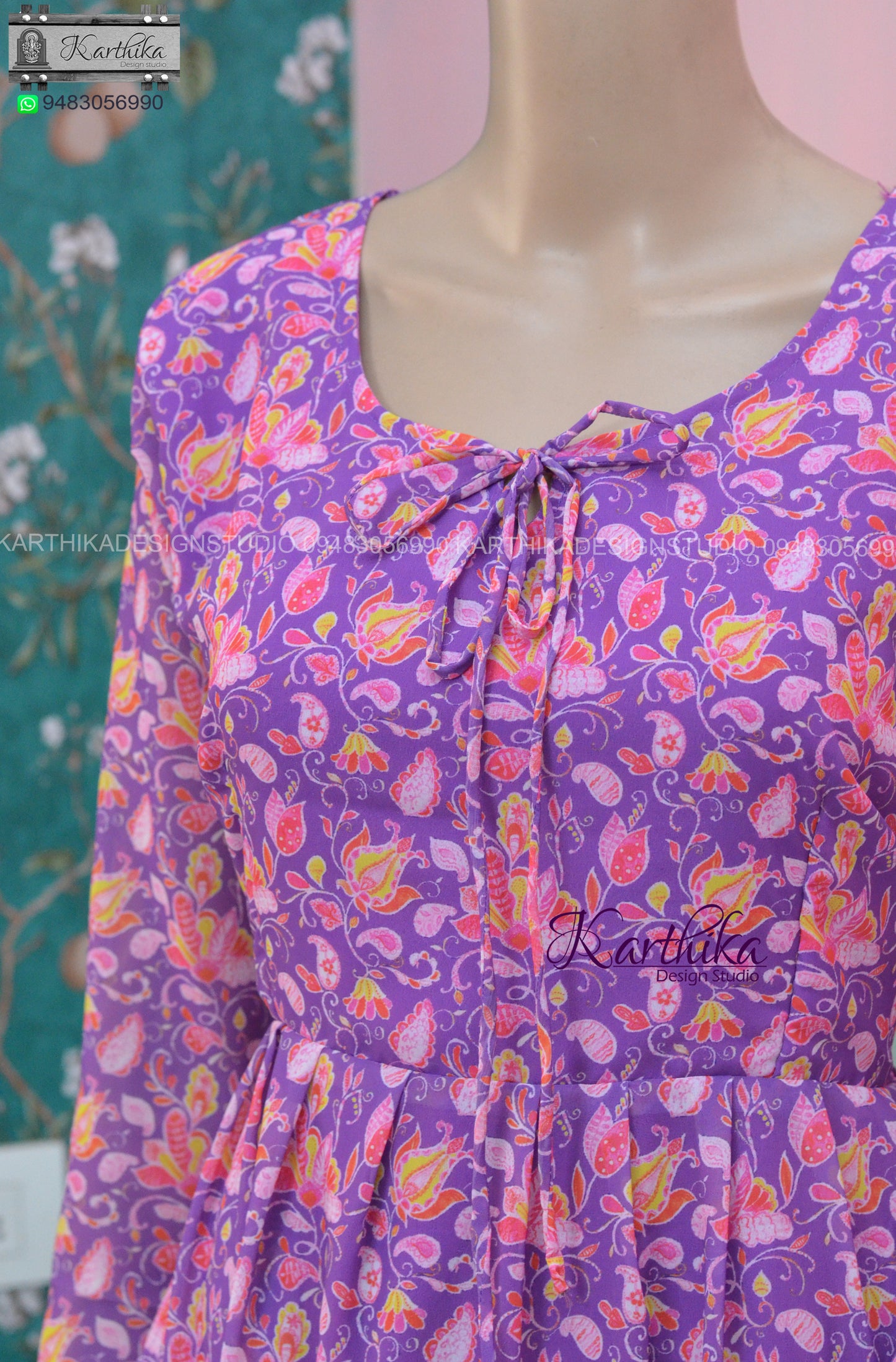 Purple floral georgette frock