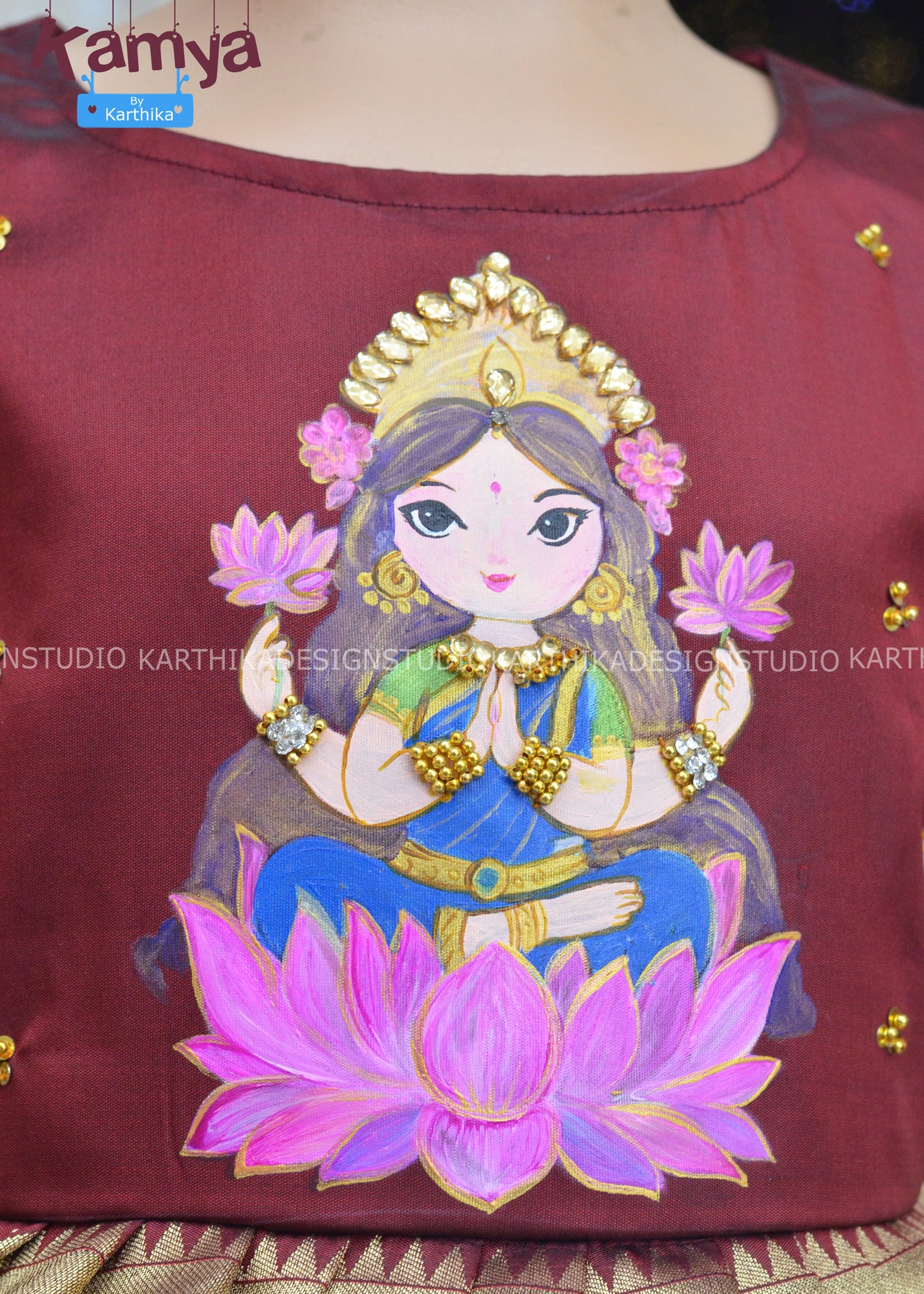 Pythani silk lehenga with hand painted blouse