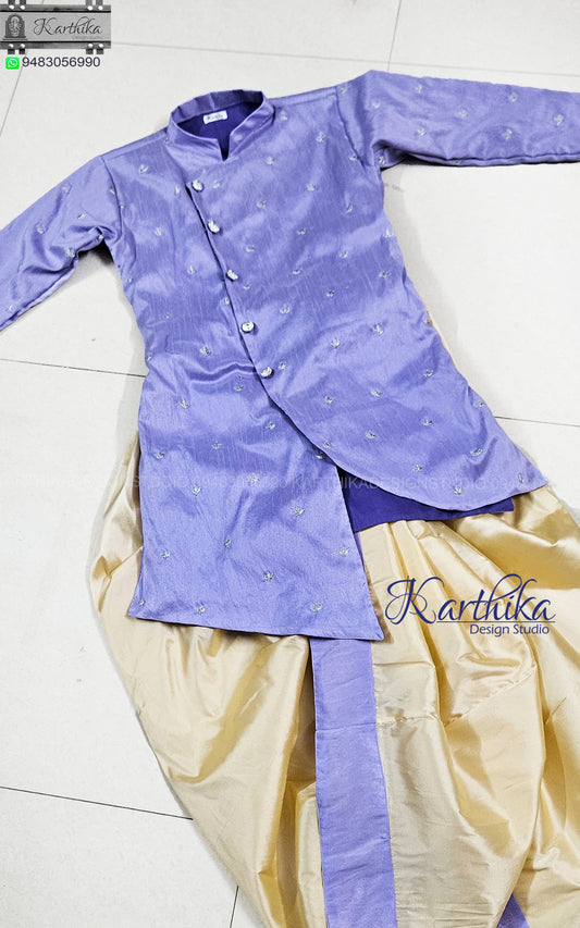 Raw silk kurtha with butta work for boys