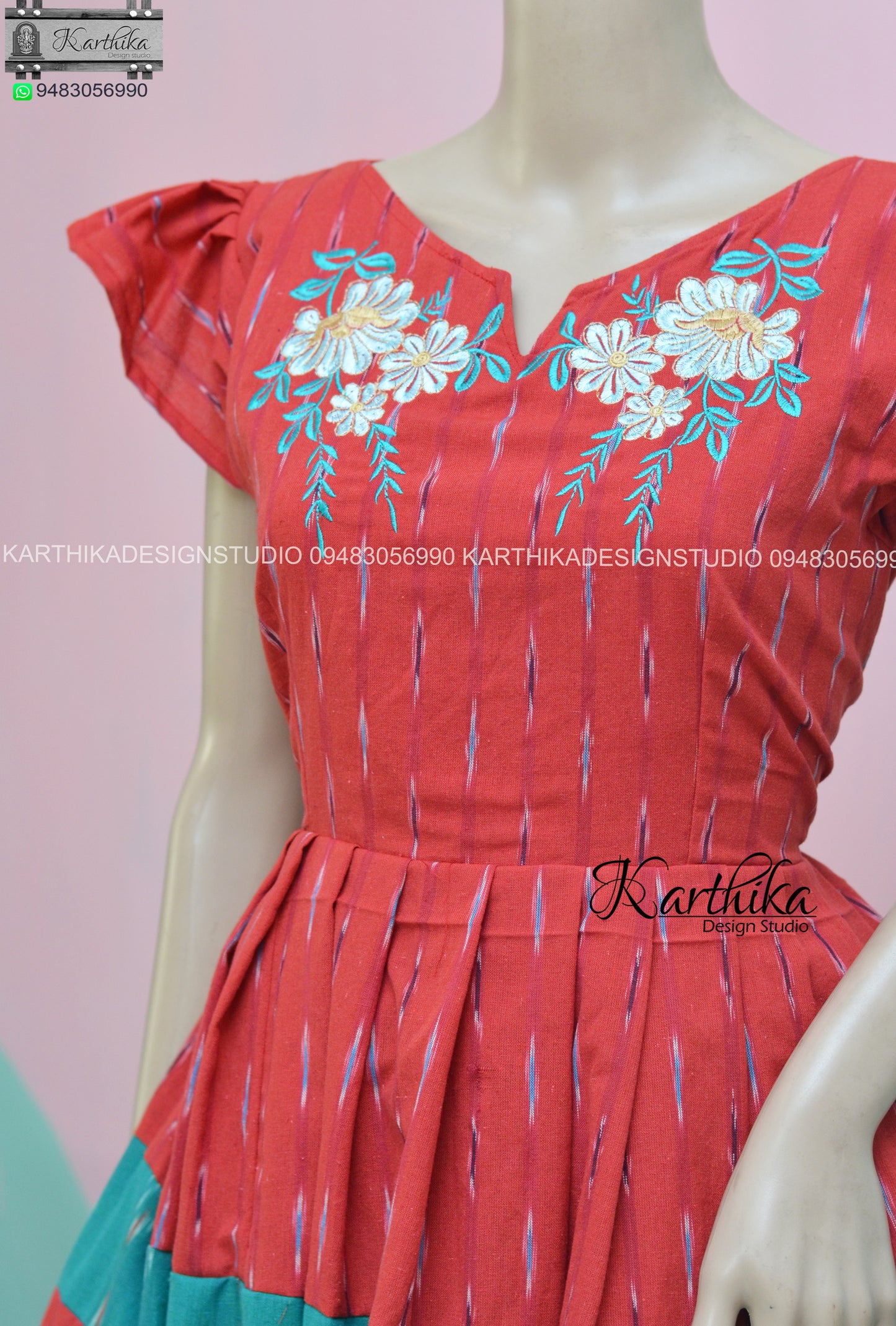 Red Ikkat cotton kurthi