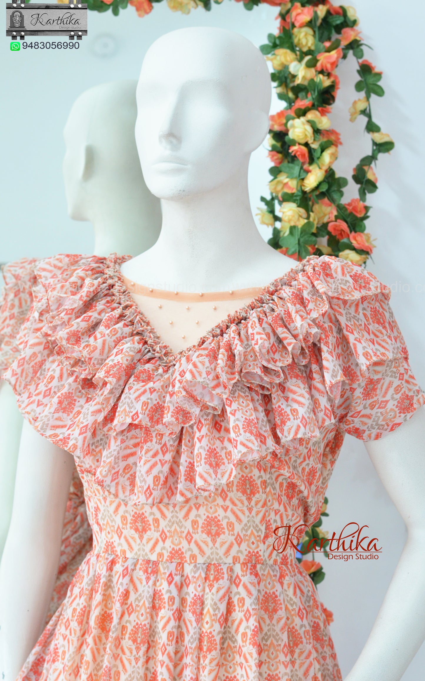 Ruffled georgette frock