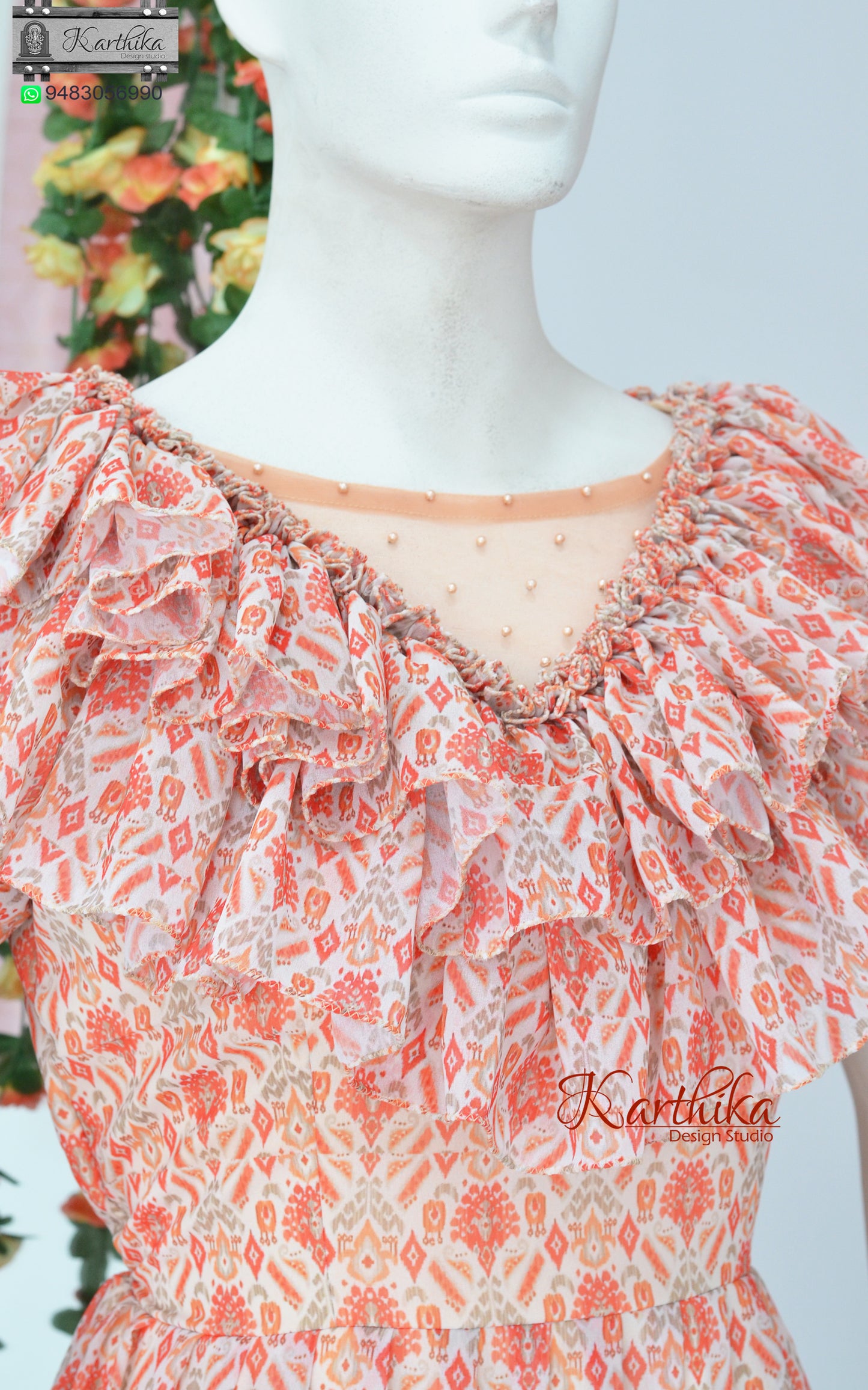 Ruffled georgette frock