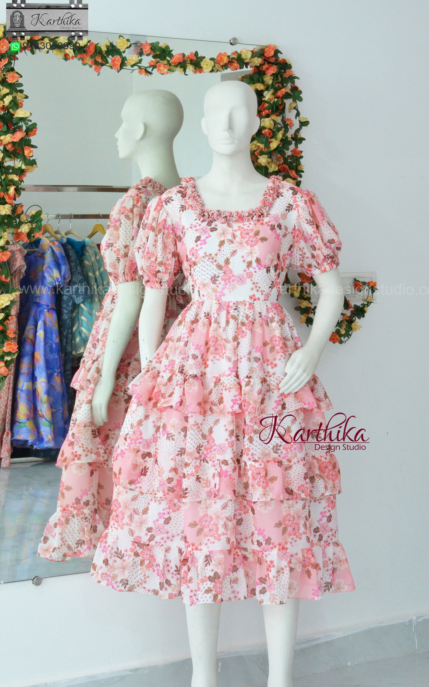 Ruffled georgette frock