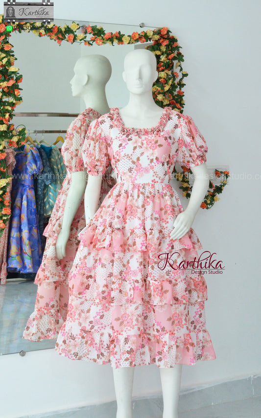 Ruffled georgette frock