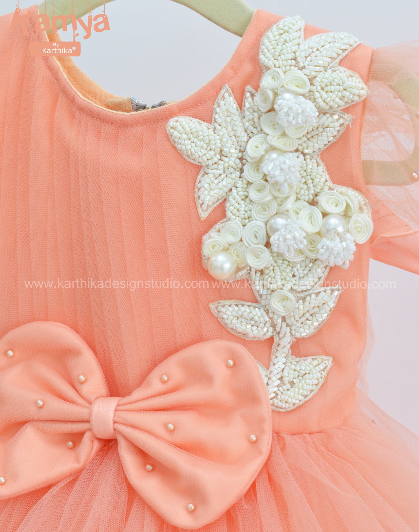 Soft peach birthday frock