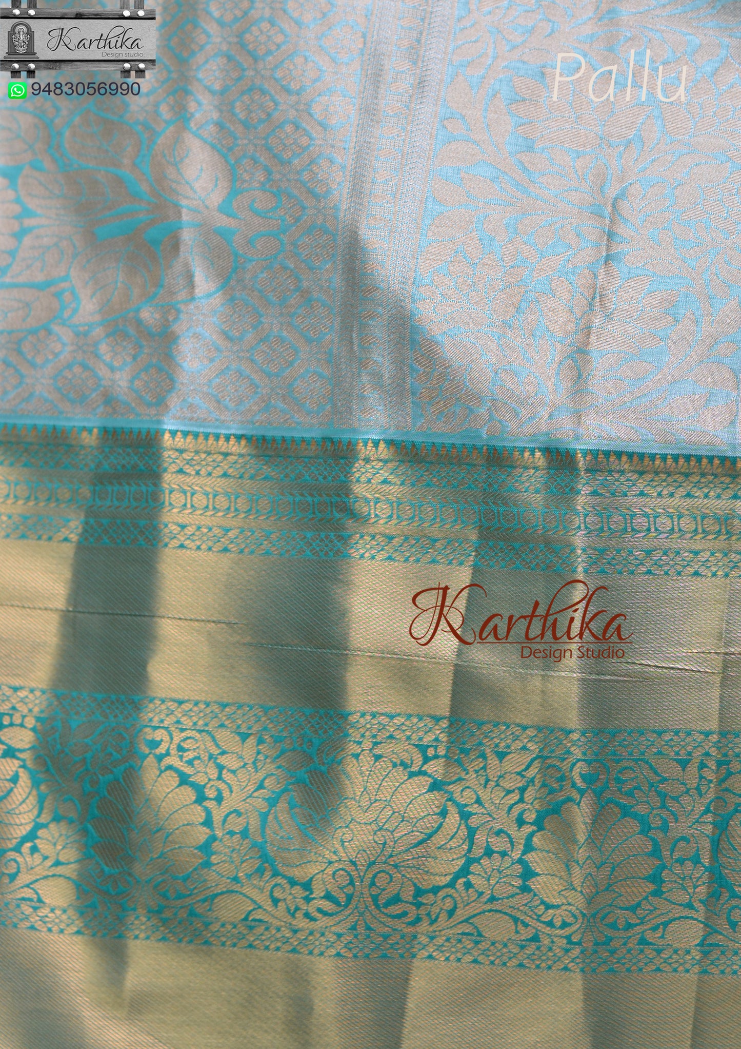 Kanchi soft silk saree-Peach sea green