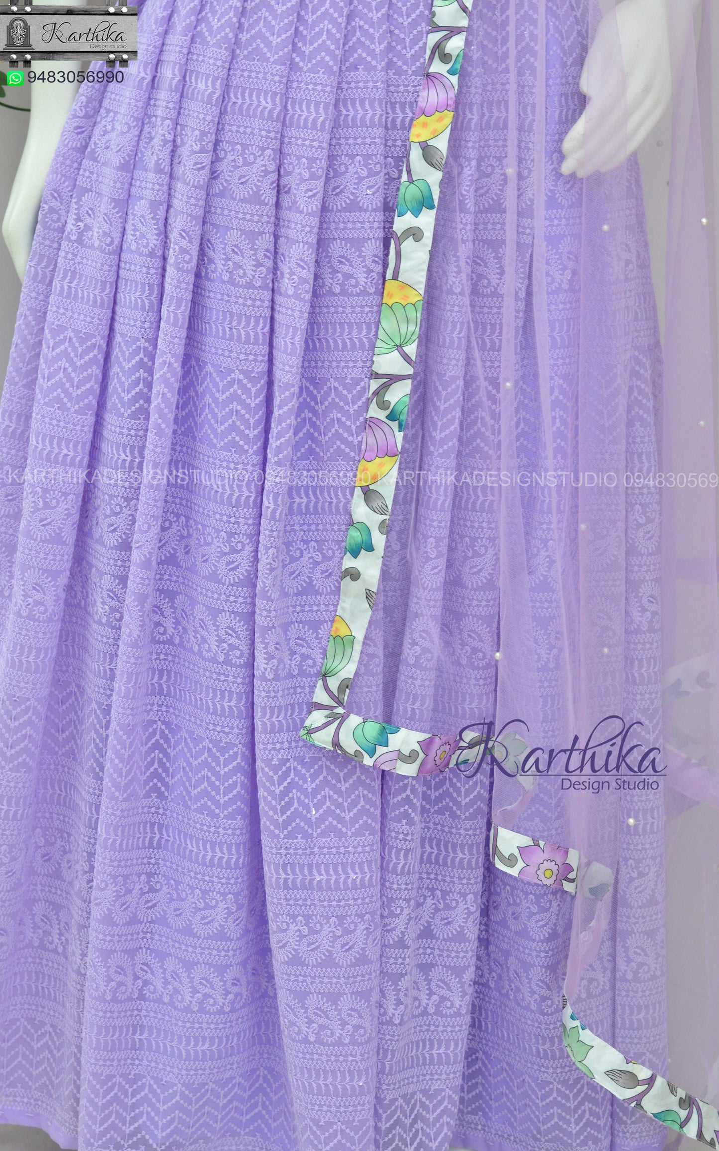 Chikankari Crop top lehenga