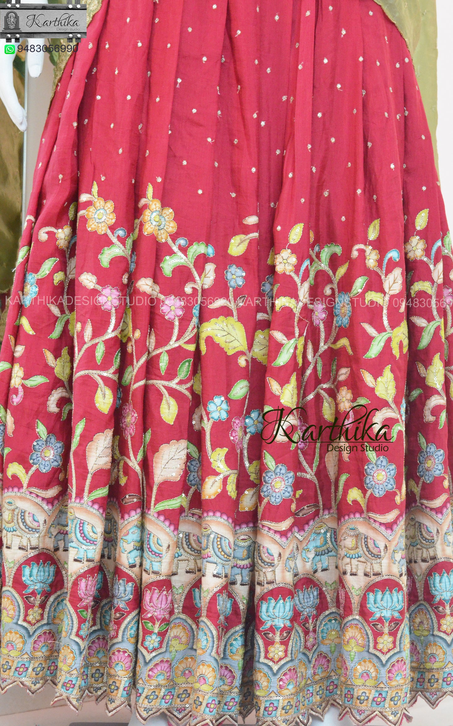 Embroidered chinnon langa voni