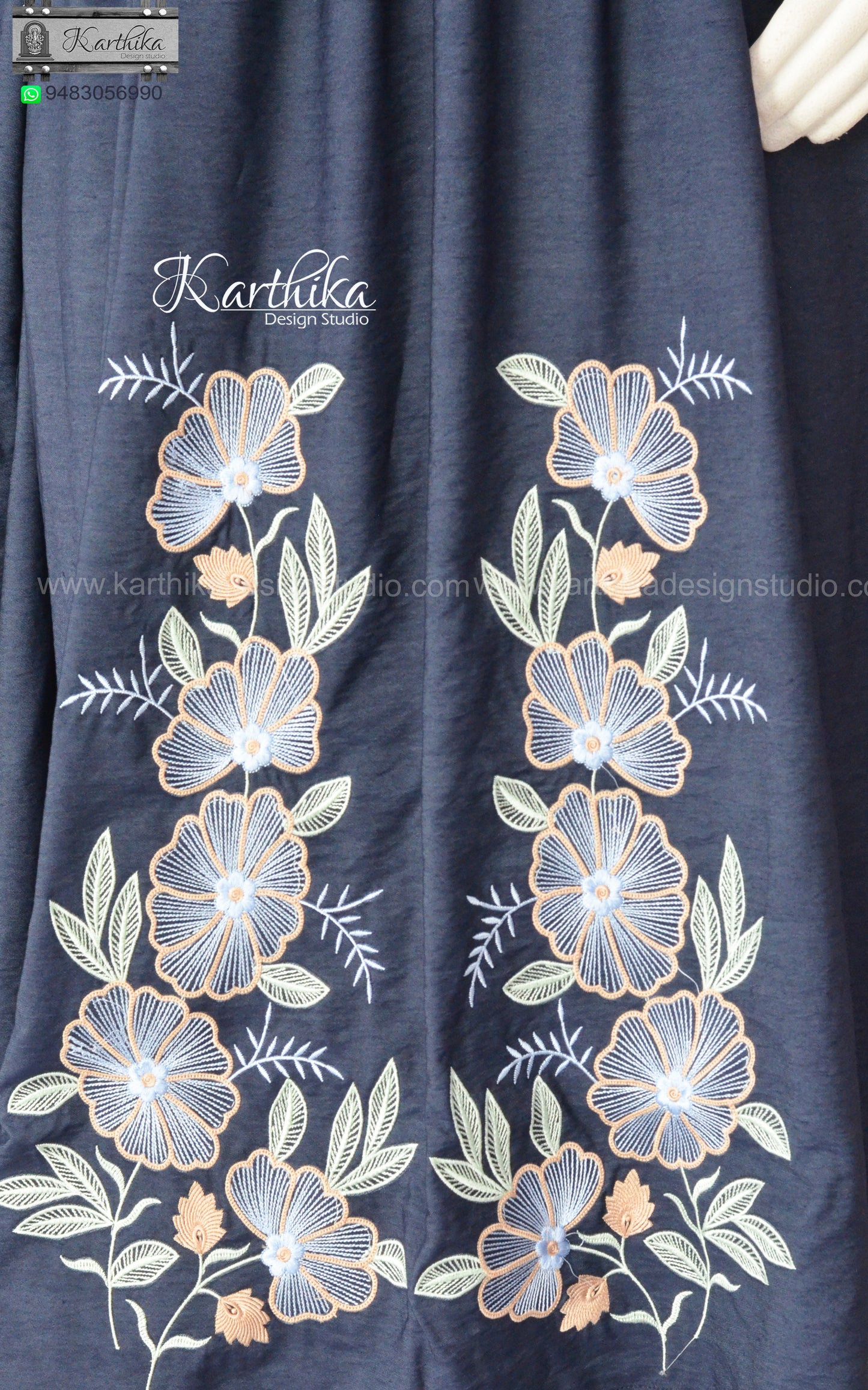 Embroidered cotton frock with pockets