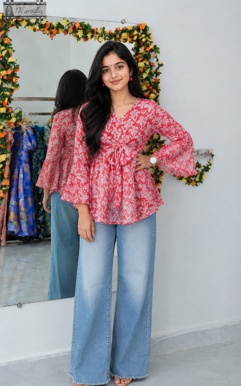 Floral georgette tunic