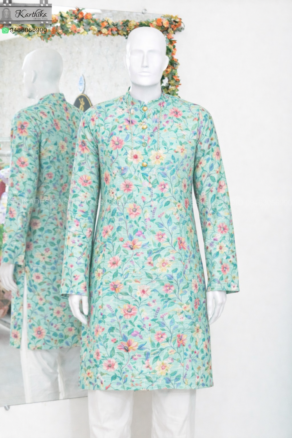 Floral cotton Kurtha for boys