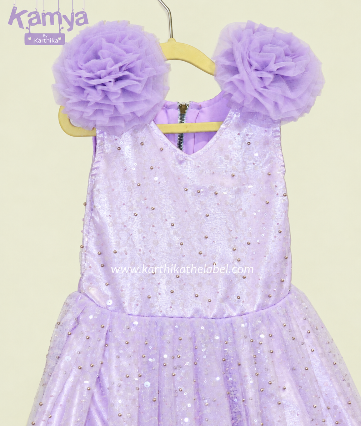 Embroidered net birthday frock
