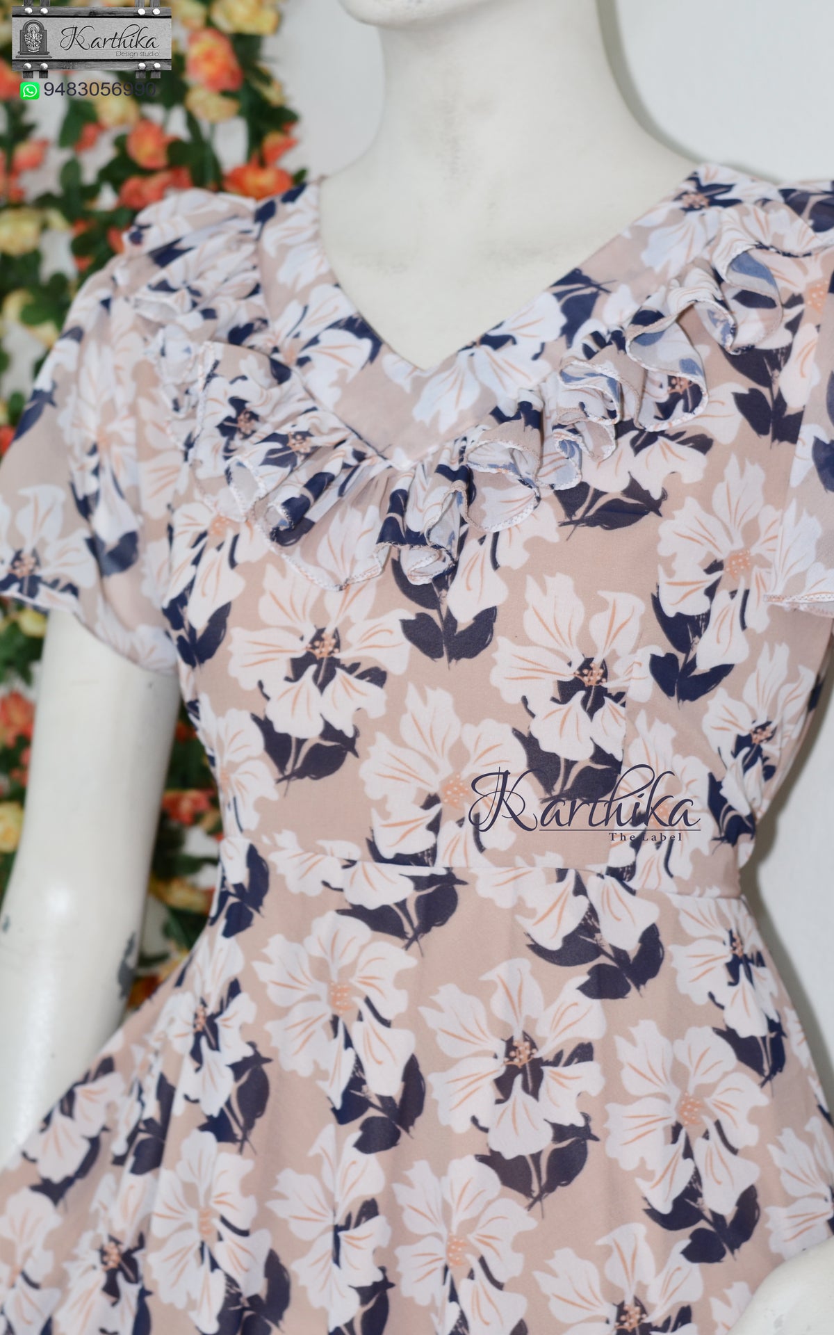 Ruffled floral georgette frock