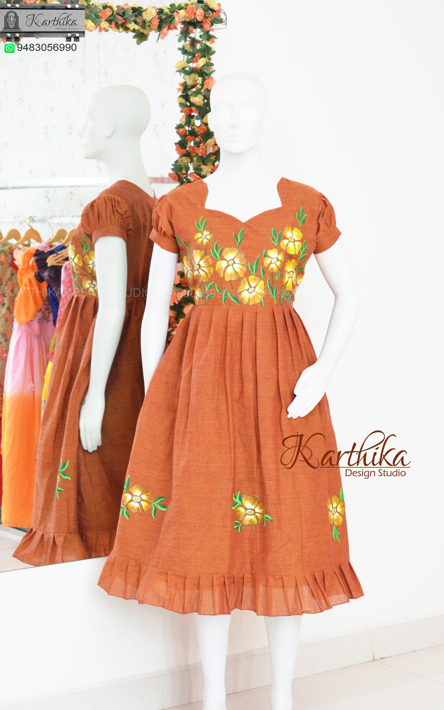 Handpainted cotton frock