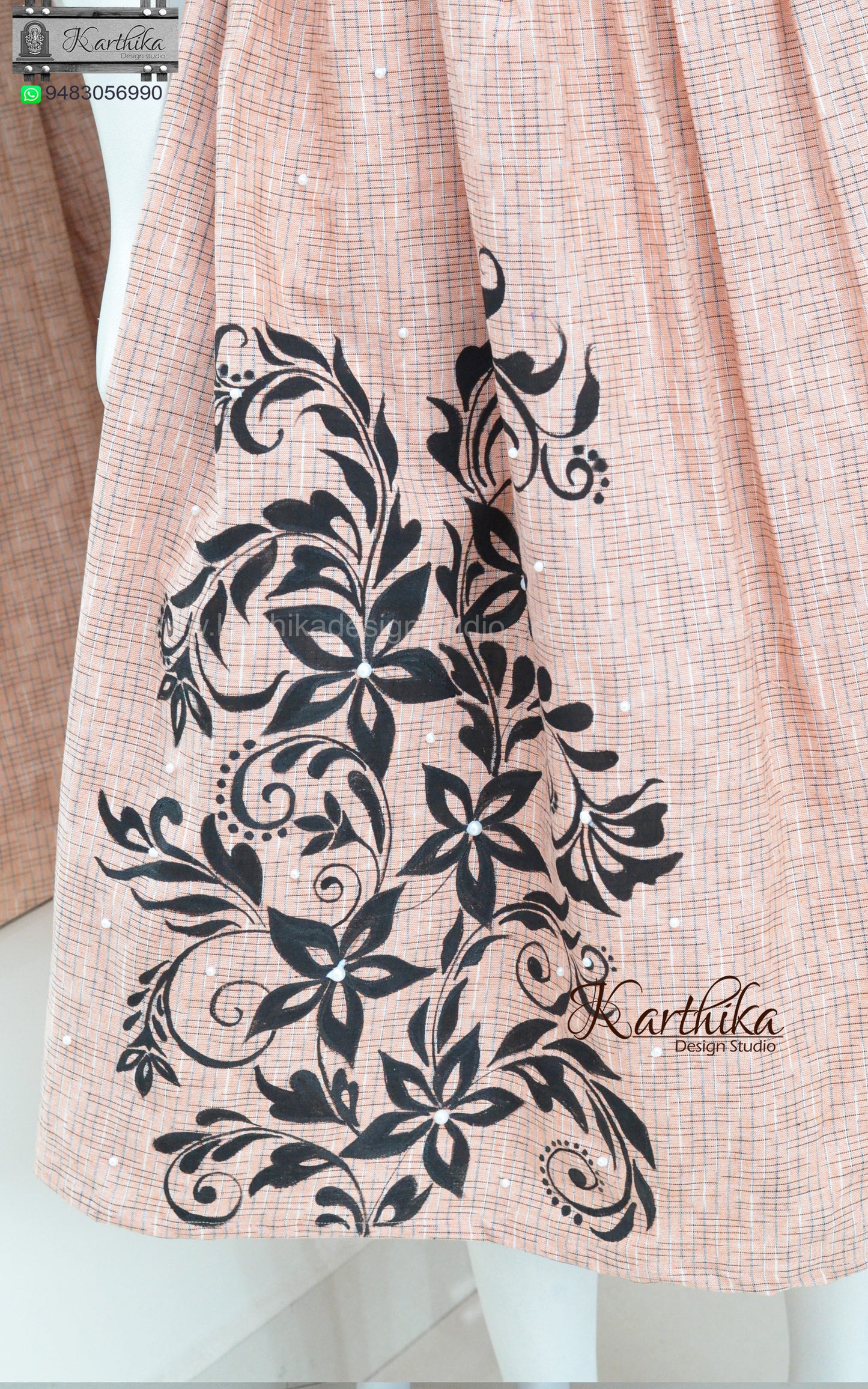 Handpainted ikkat cotton frock