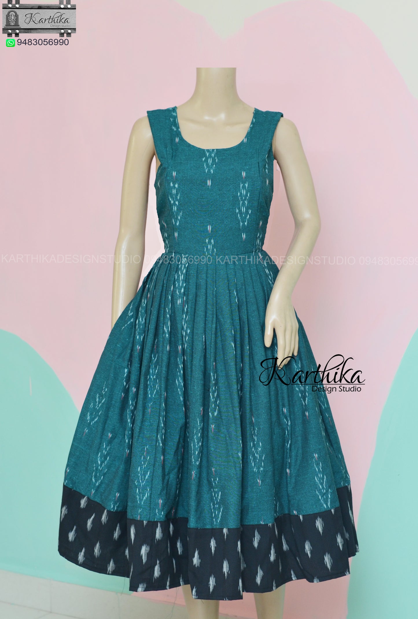 Ikkat cotton kurthi with Ikkat cotton coat..