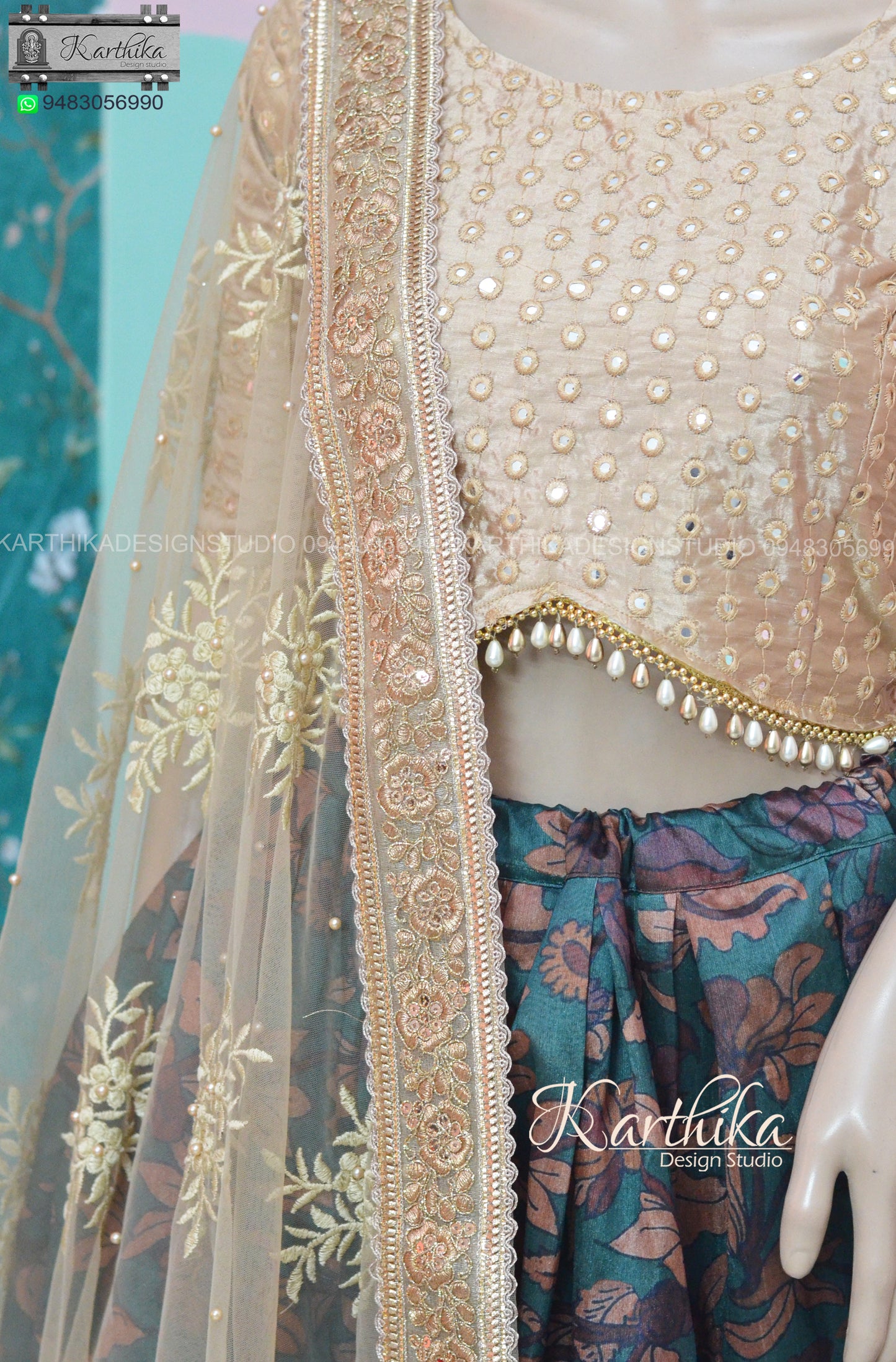 Kalamkari Tussar silk lehenga