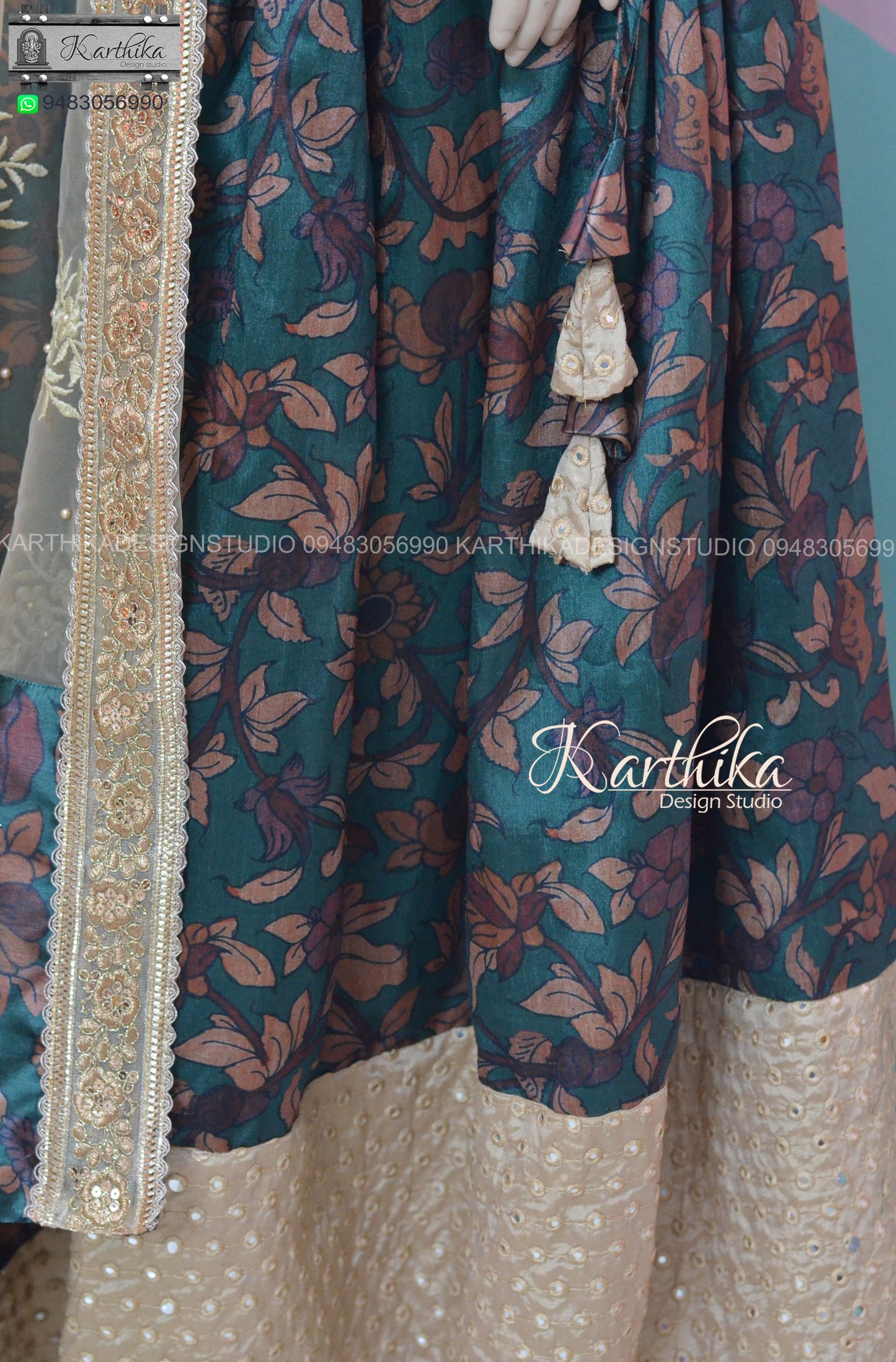 Kalamkari Tussar silk lehenga