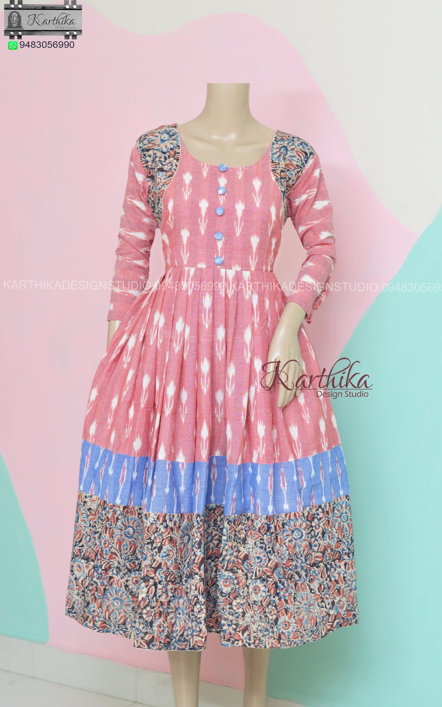 Kalamkari and ikkat frock..