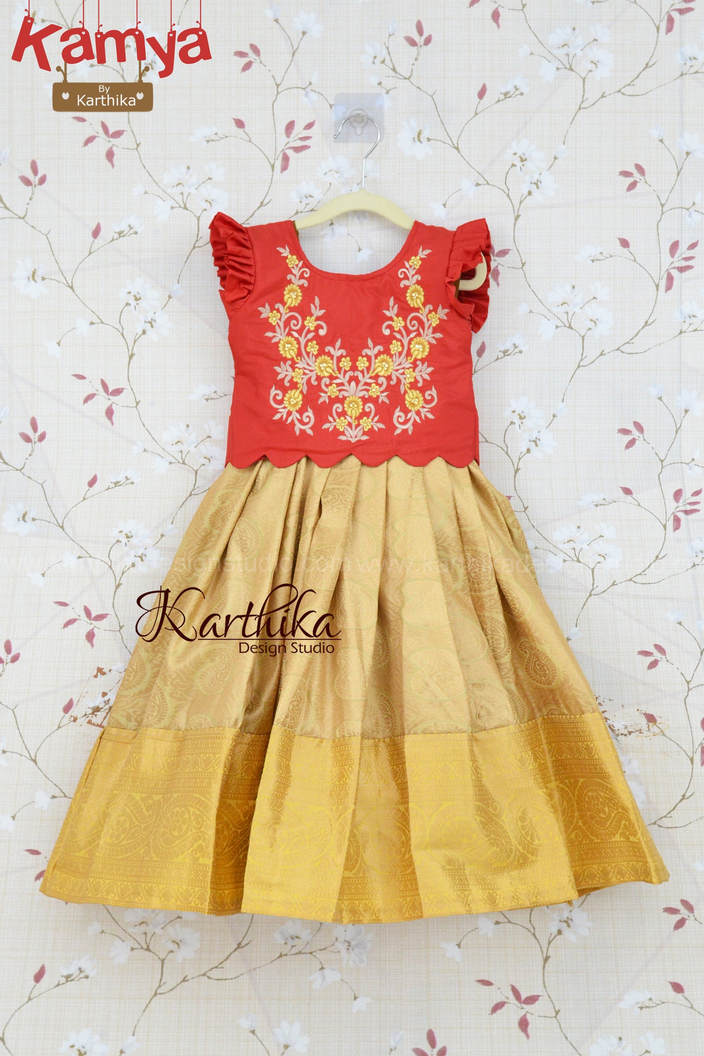 Kanchi silk lehenga with embroidered blouse