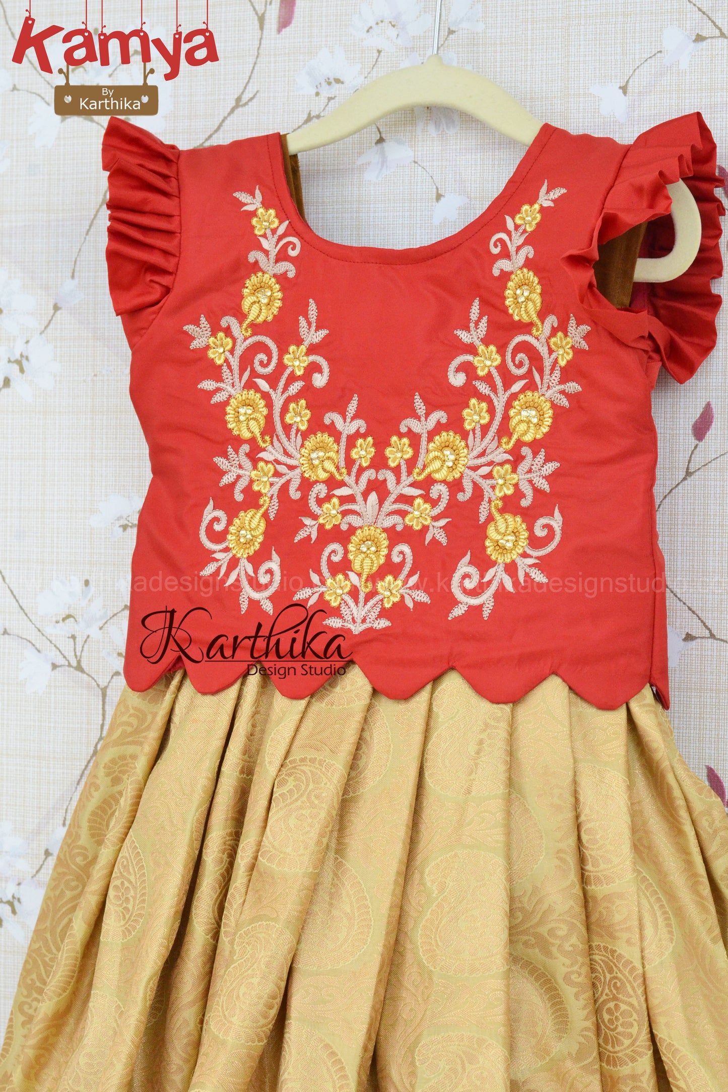 Kanchi silk lehenga with embroidered blouse