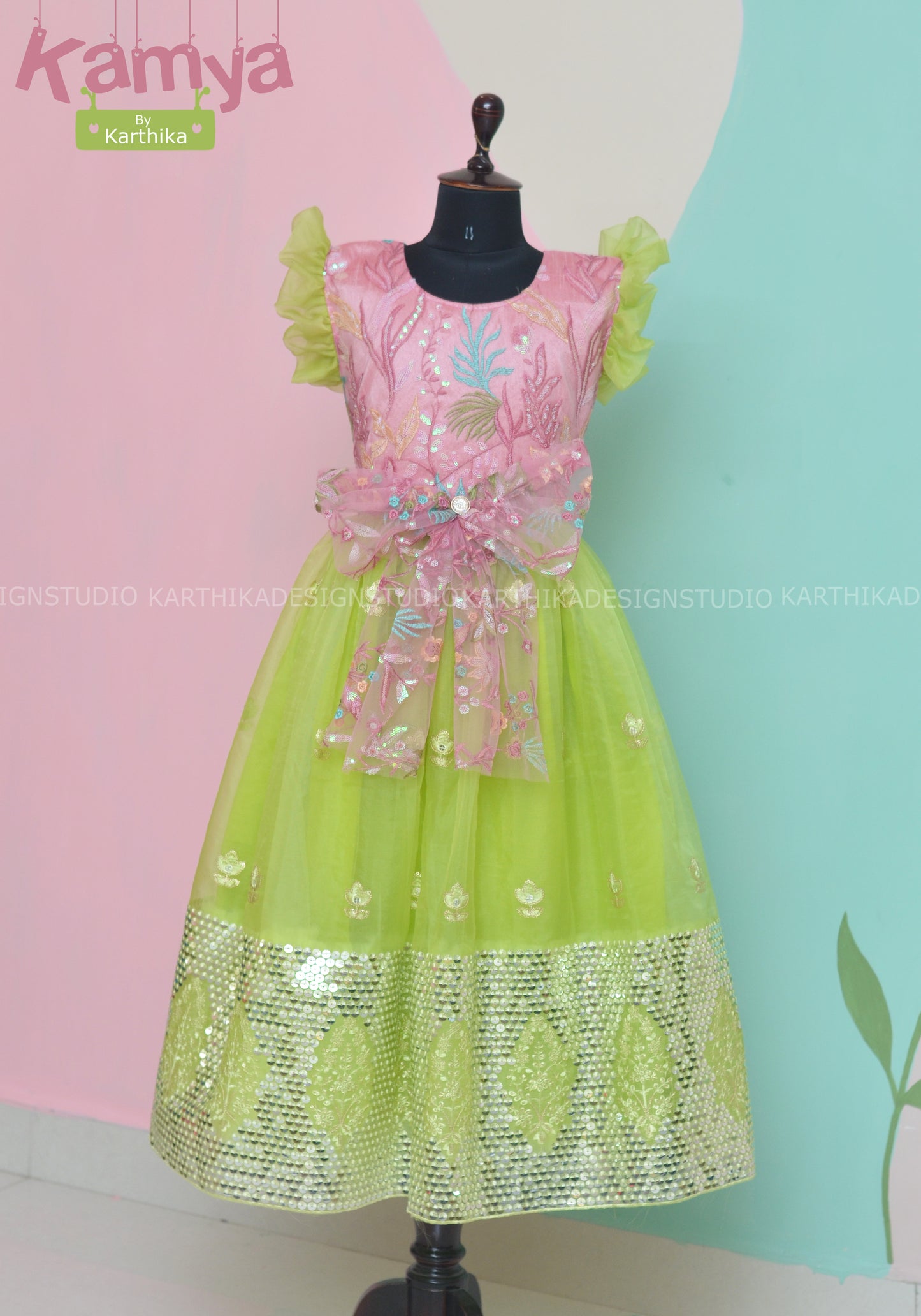 Embroidered net/organza frock