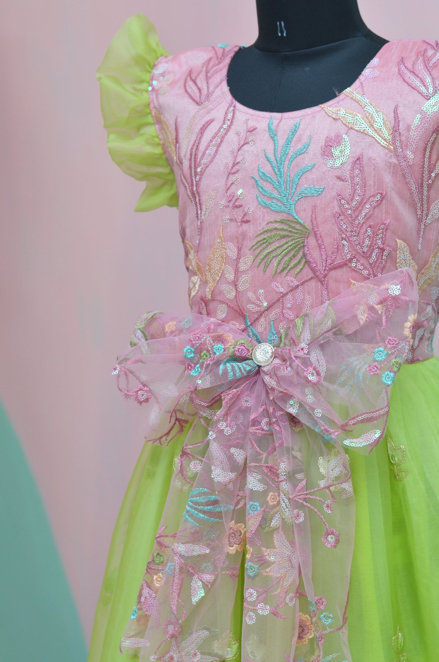 Embroidered net/organza frock