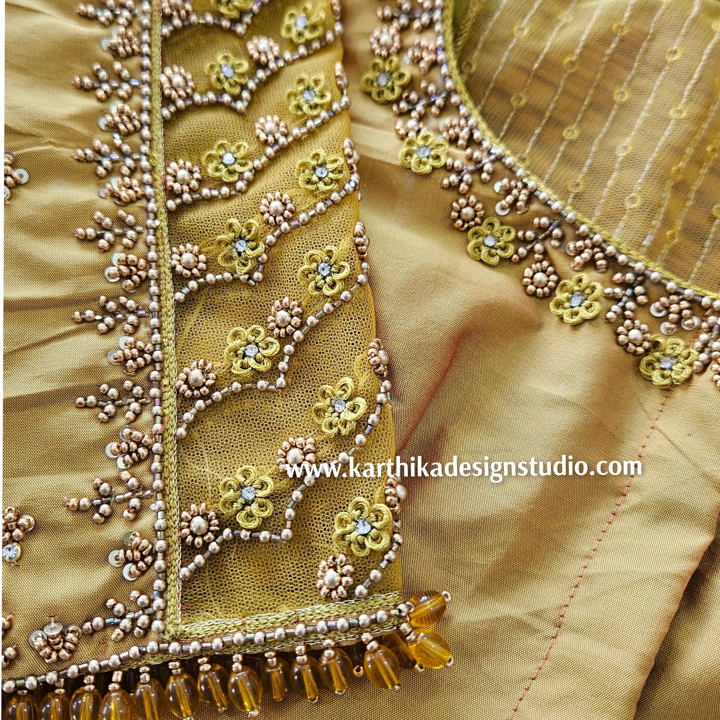 Zari and beads work on pure silk Blouse