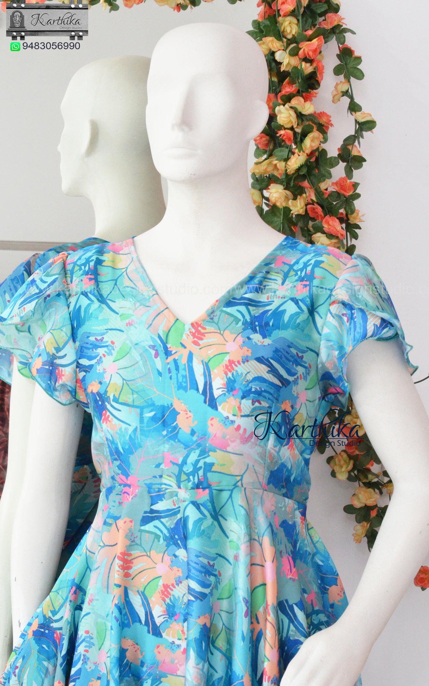 Abstract satin frock
