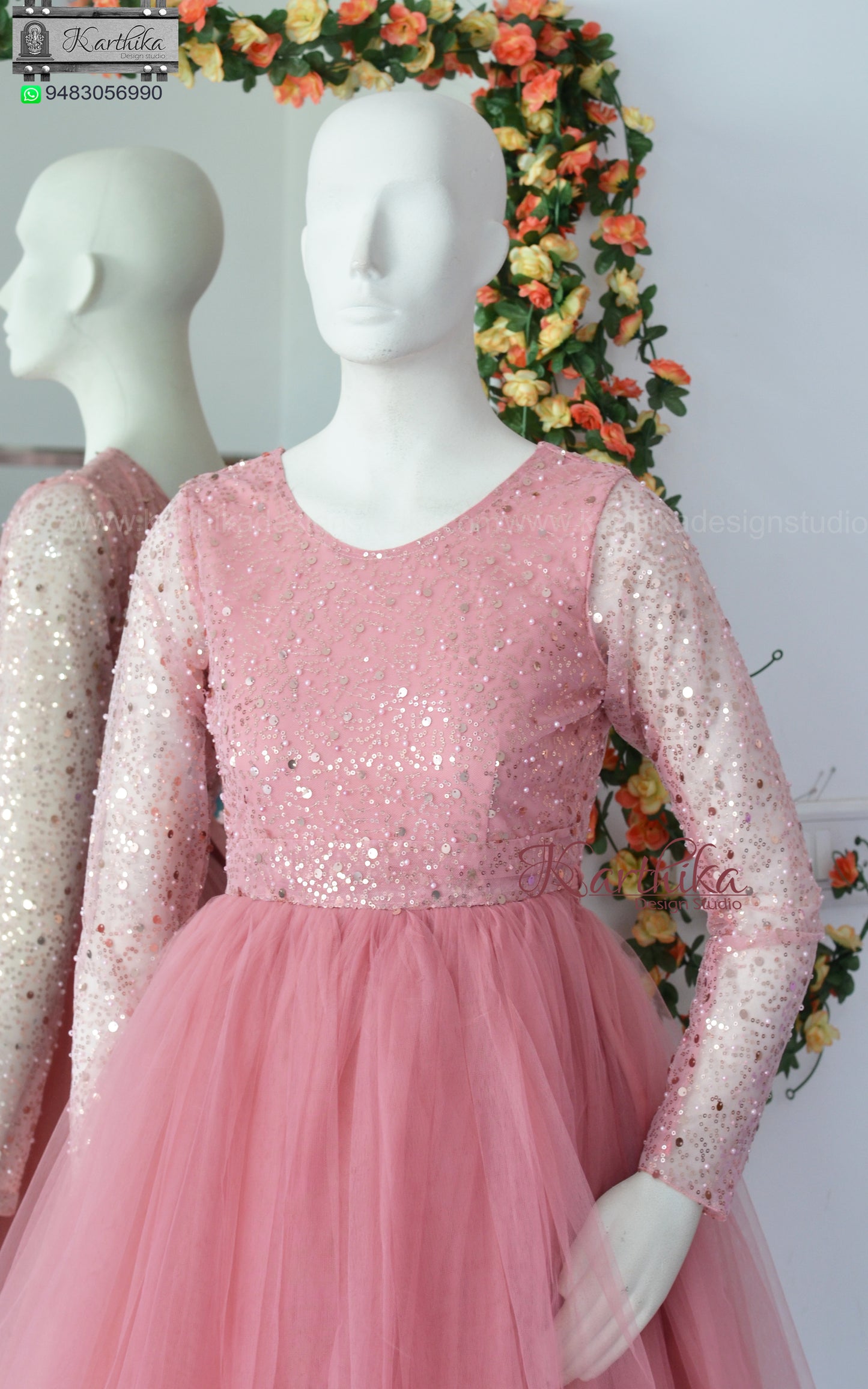 Embroidered net frock