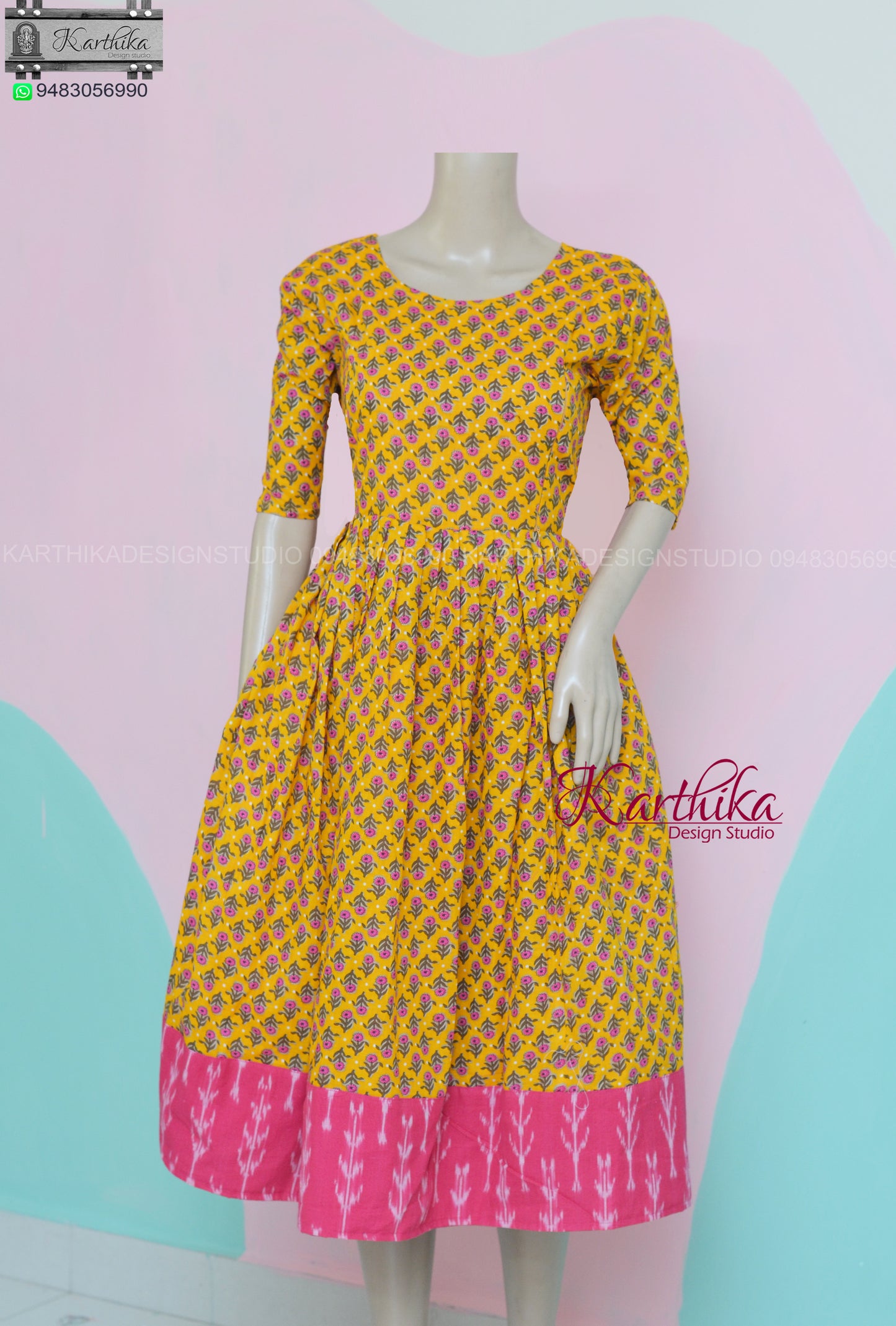 Printed cotton with Ikkat cotton coat..