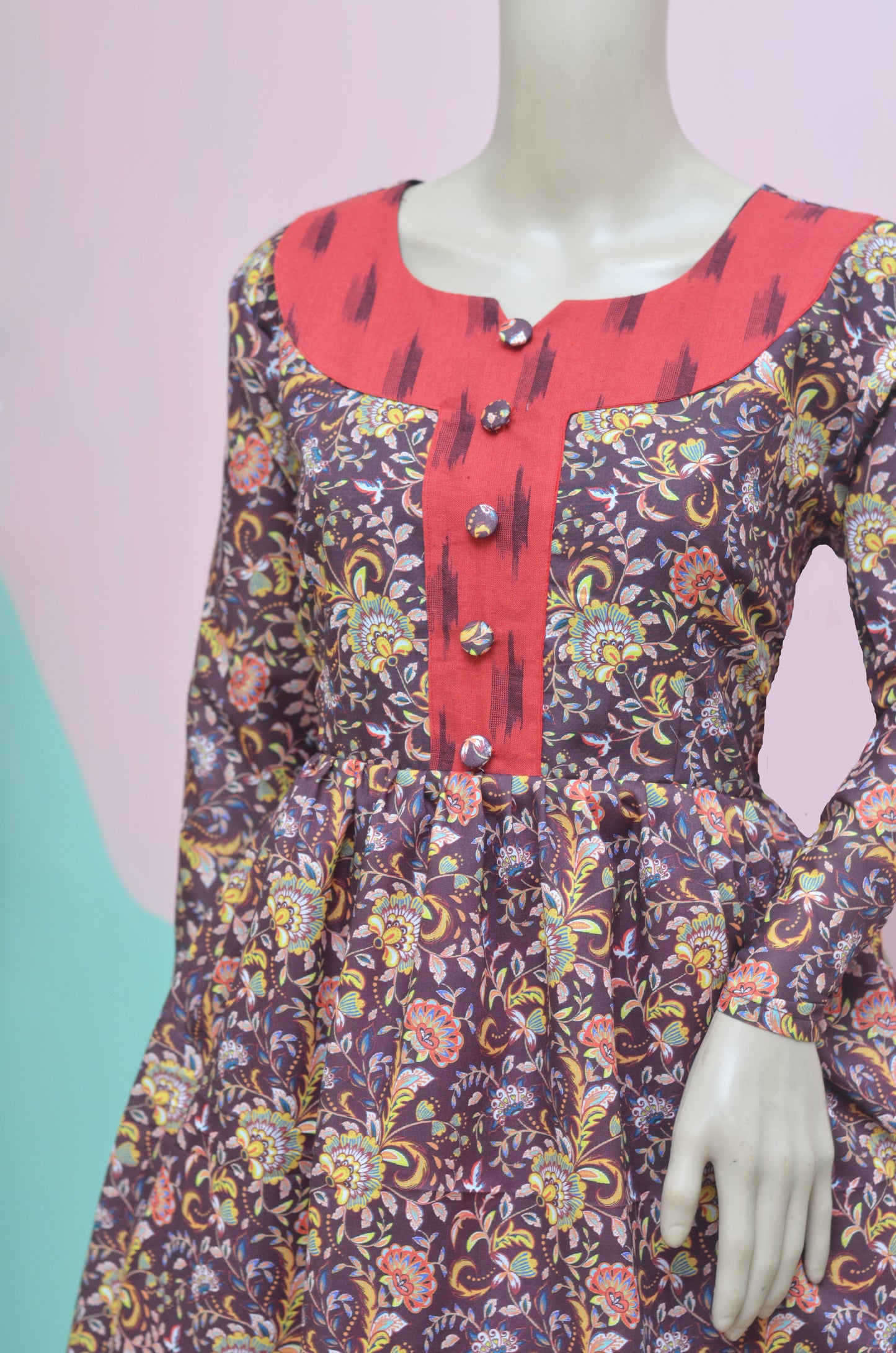 Ikkat/printed cotton kurthi..