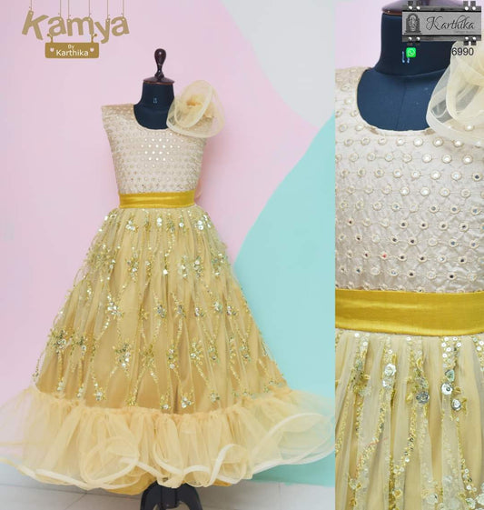 Embroidered silk/net frock